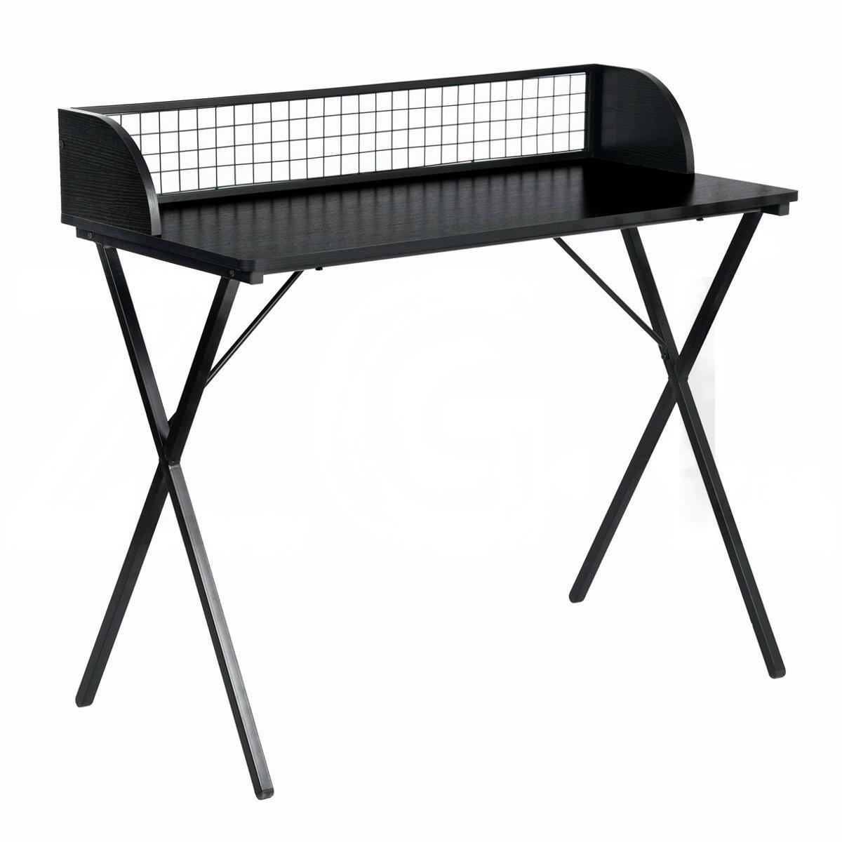 Black - FurnitureR - AVA Black and Wooden 120cm Desk - 3