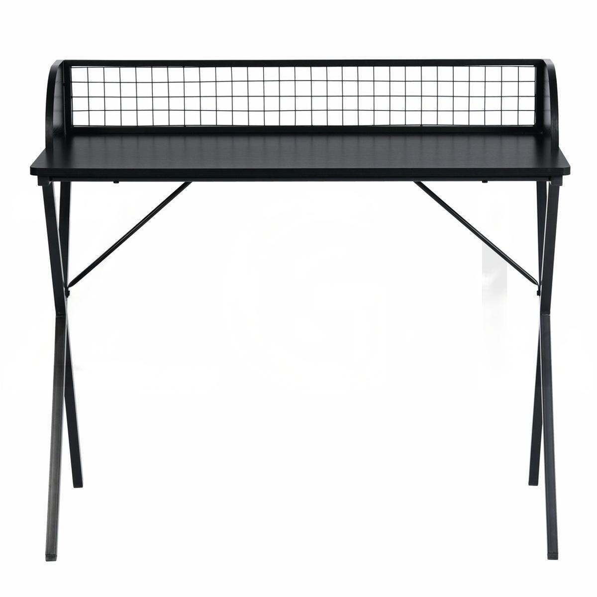 Black - FurnitureR - AVA Black and Wooden 100cm Desk - 2