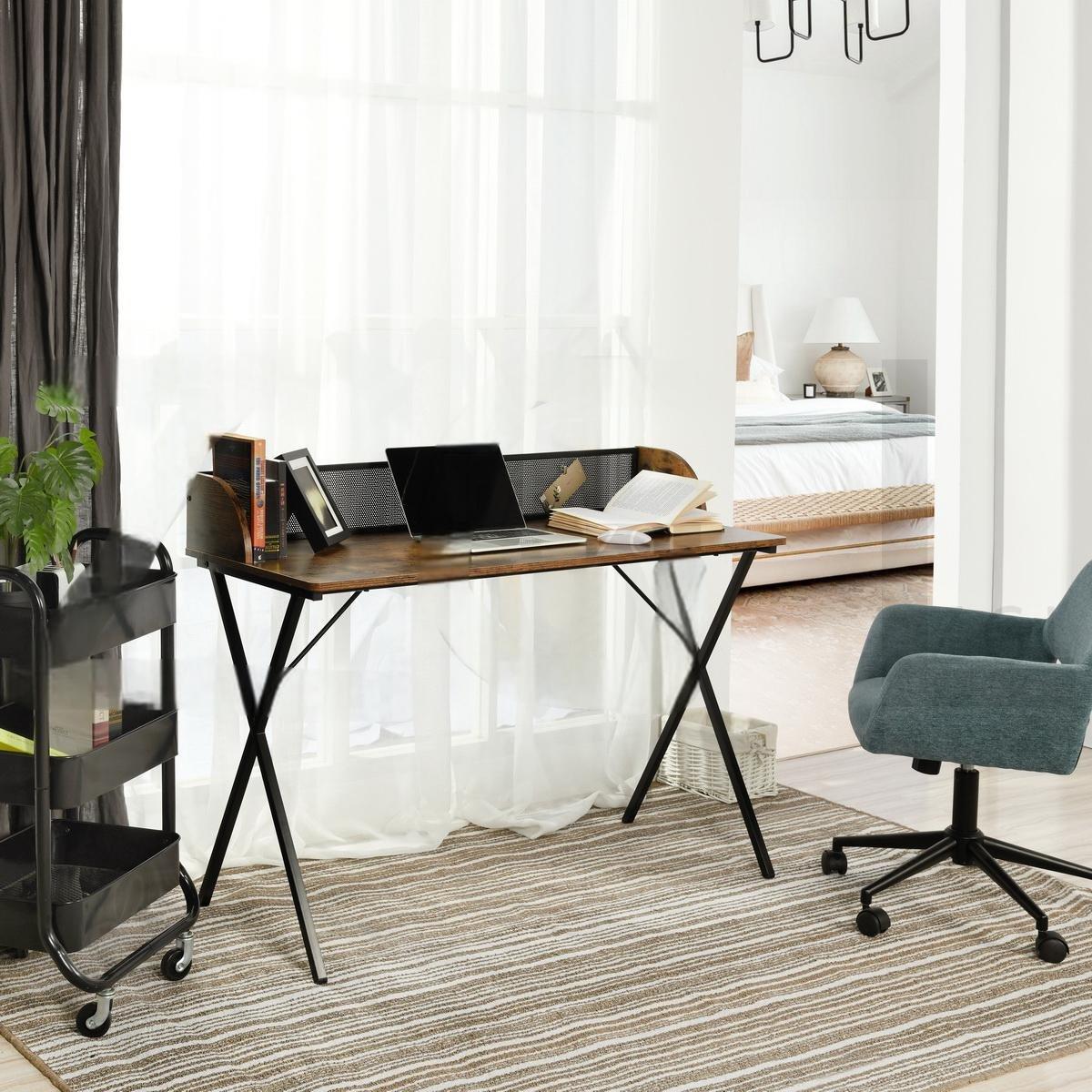 Vintage Brown - FurnitureR - AVA Black and Wooden 120cm Desk - 1