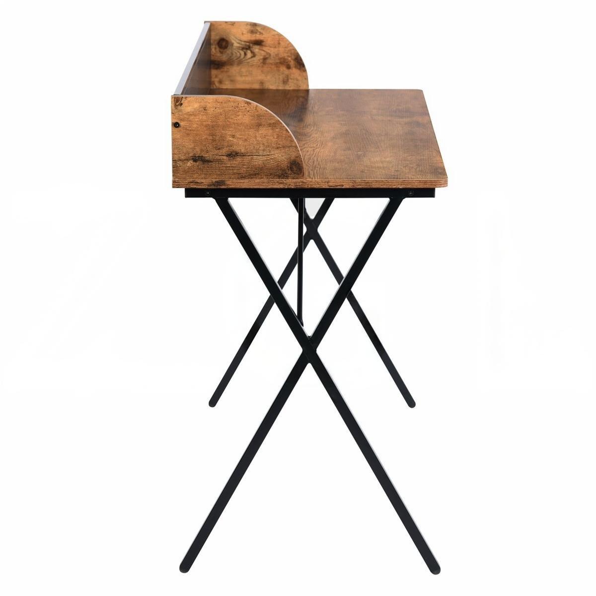 Vintage Brown - FurnitureR - AVA Black and Wooden 120cm Desk - 3