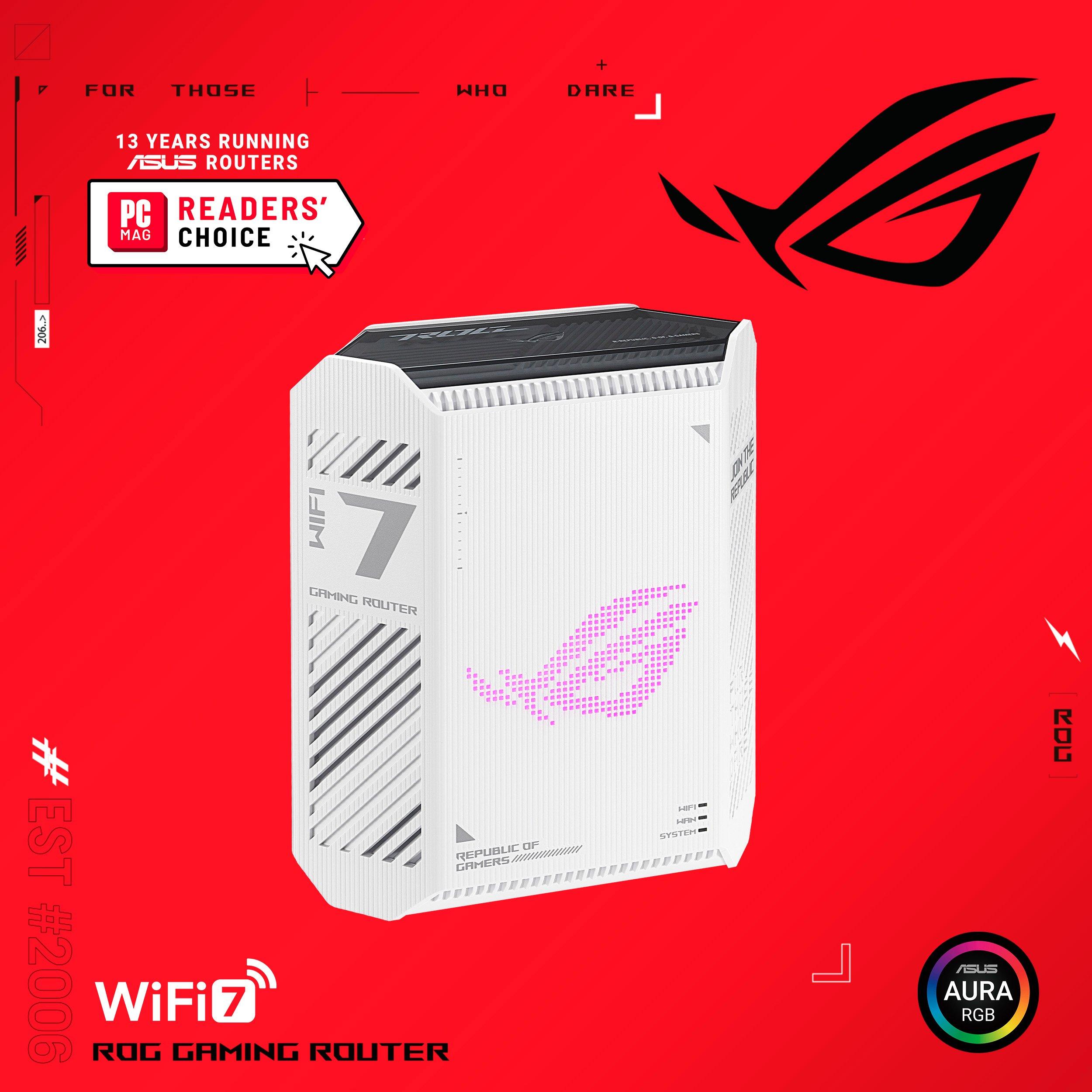 Zwart en Wit - ASUS - ASUS ROG Strix GS-BE7200 Dual-band WiFi 7 Gaming Router - 1