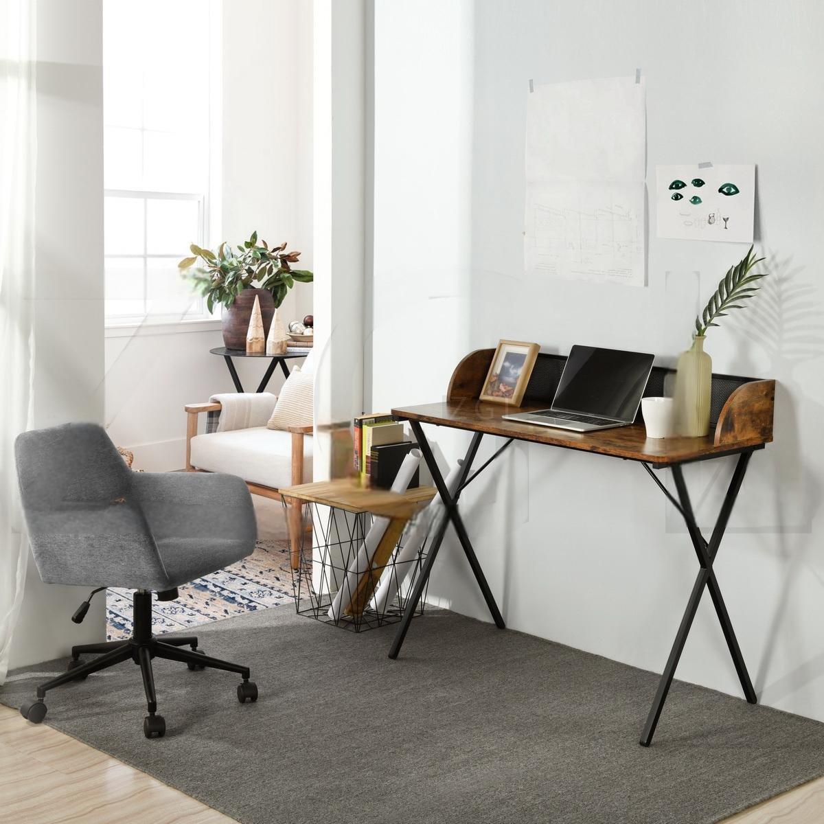 Vintage Brown - FurnitureR - AVA Black and Wooden 100cm Desk - 1