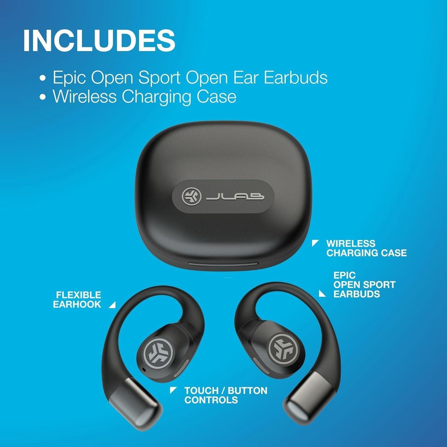 Black - JLab - Jlab Epic Open Sport Earbuds - Black - 9