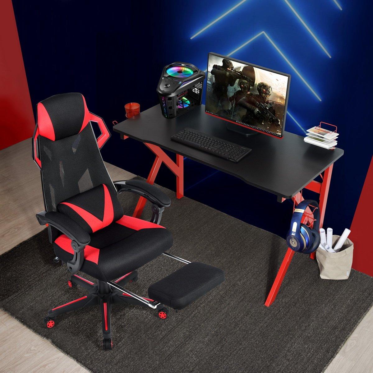 Red - FurnitureR - DEMIRBAY Black and Red 120cm Gaming Desk - 2