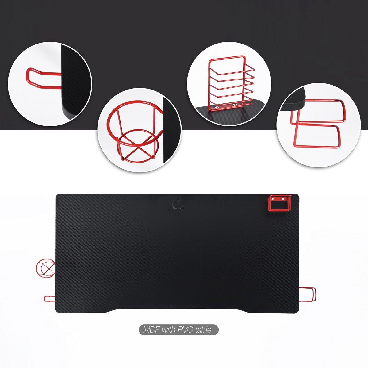 Red - FurnitureR - DEMIRBAY Black and Red 120cm Gaming Desk - 3