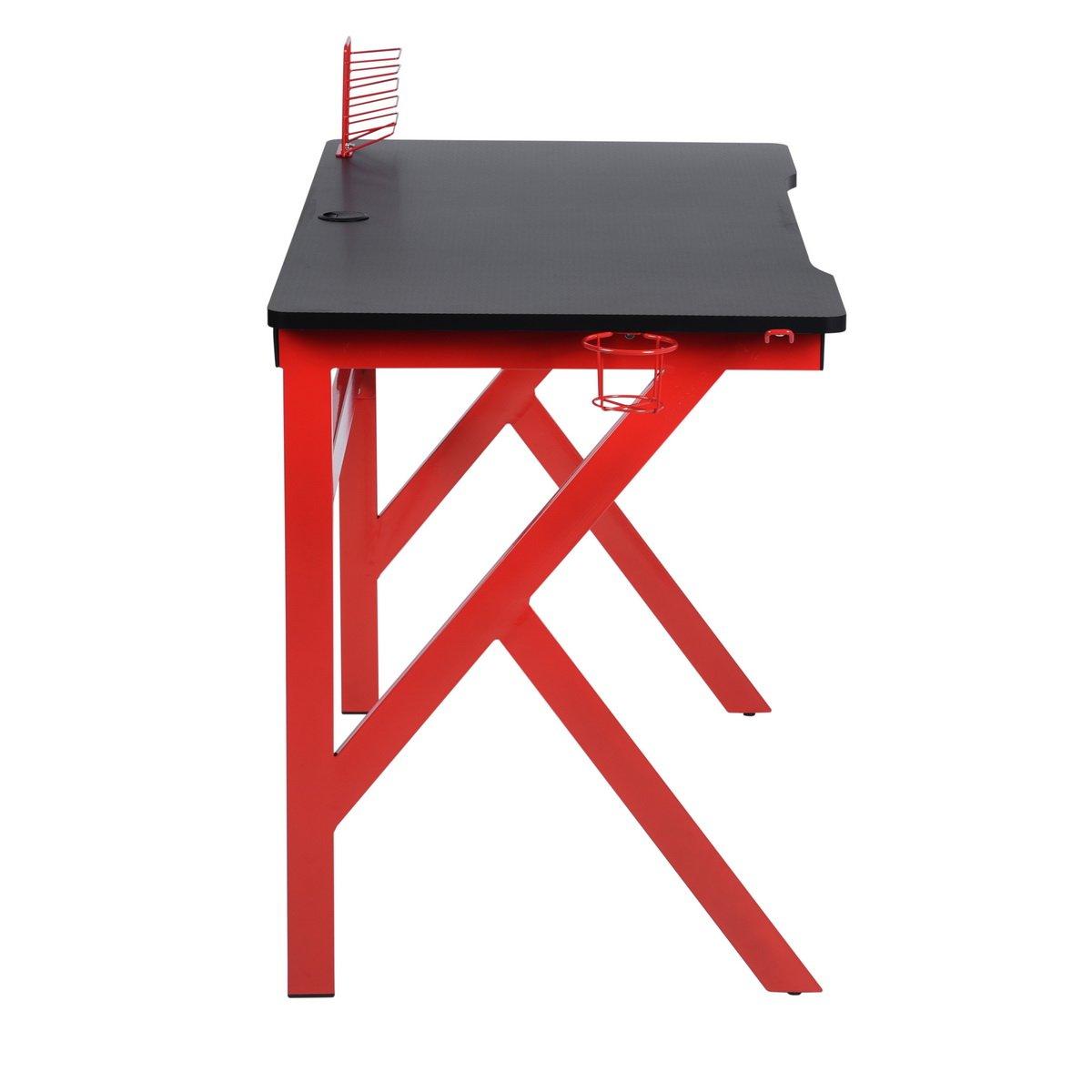 Red - FurnitureR - DEMIRBAY Black and Red 120cm Gaming Desk - 9