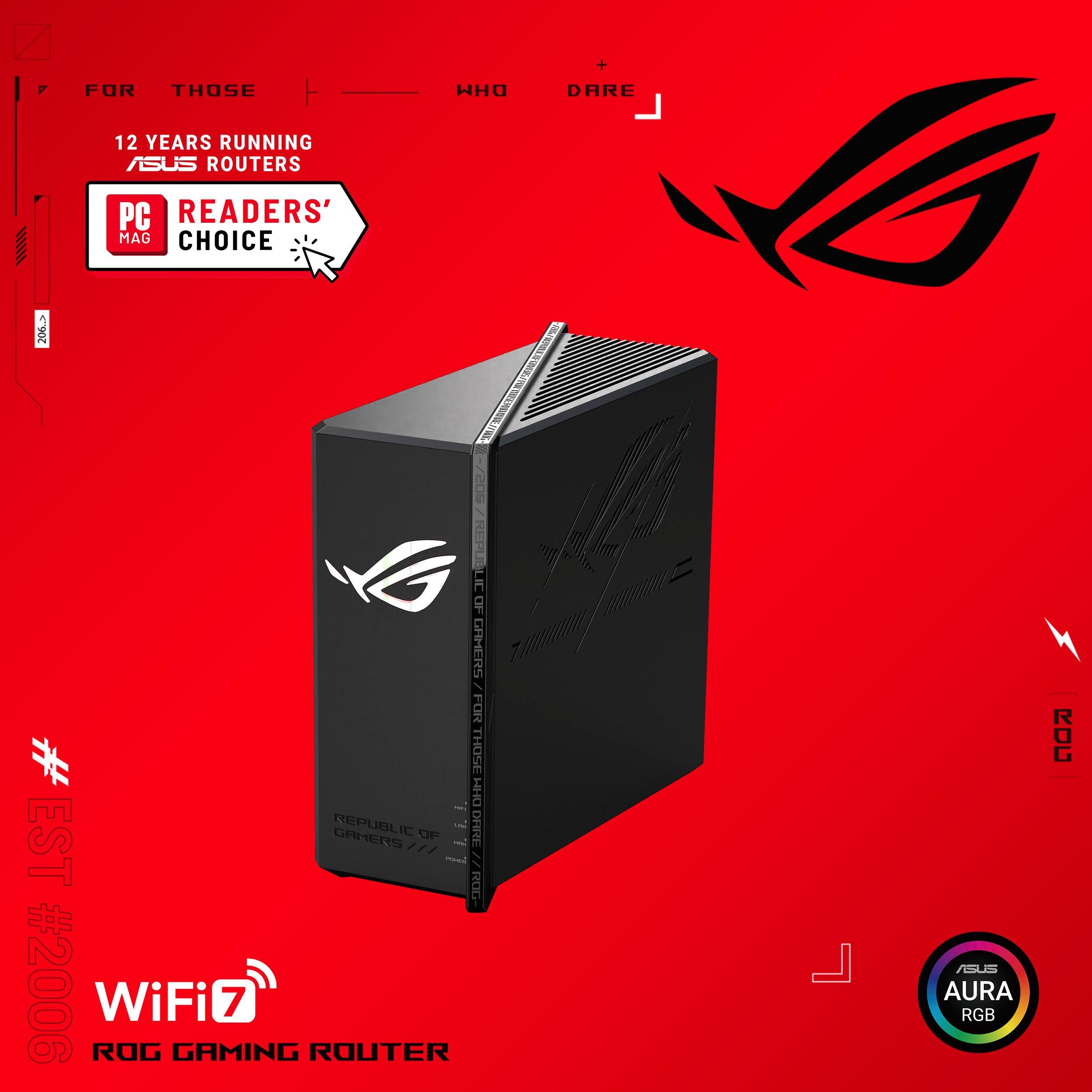 Black - ASUS - ASUS GS-BE18000 Tri-band WiFi 7 Gaming Router - 1