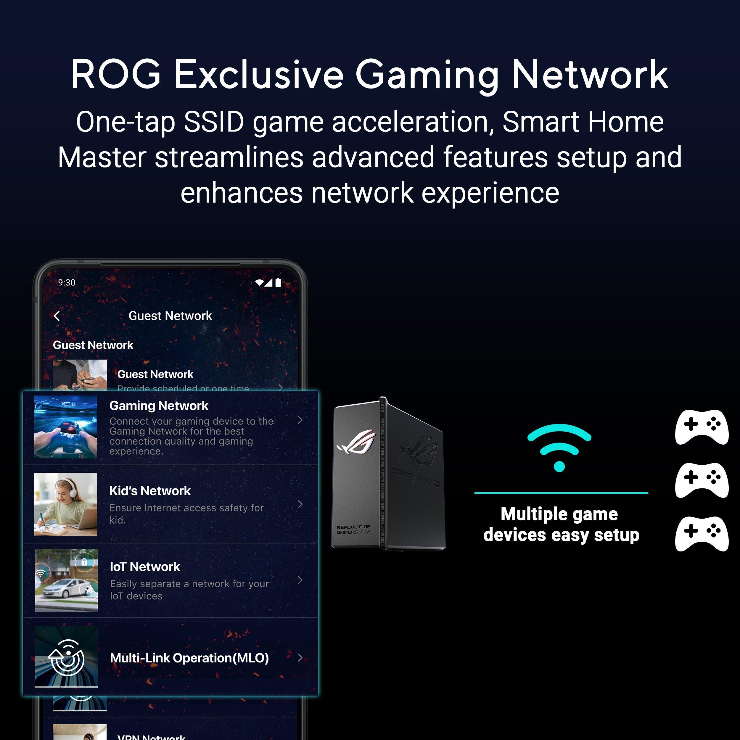 Black - ASUS - ASUS GS-BE18000 Tri-band WiFi 7 Gaming Router - 7