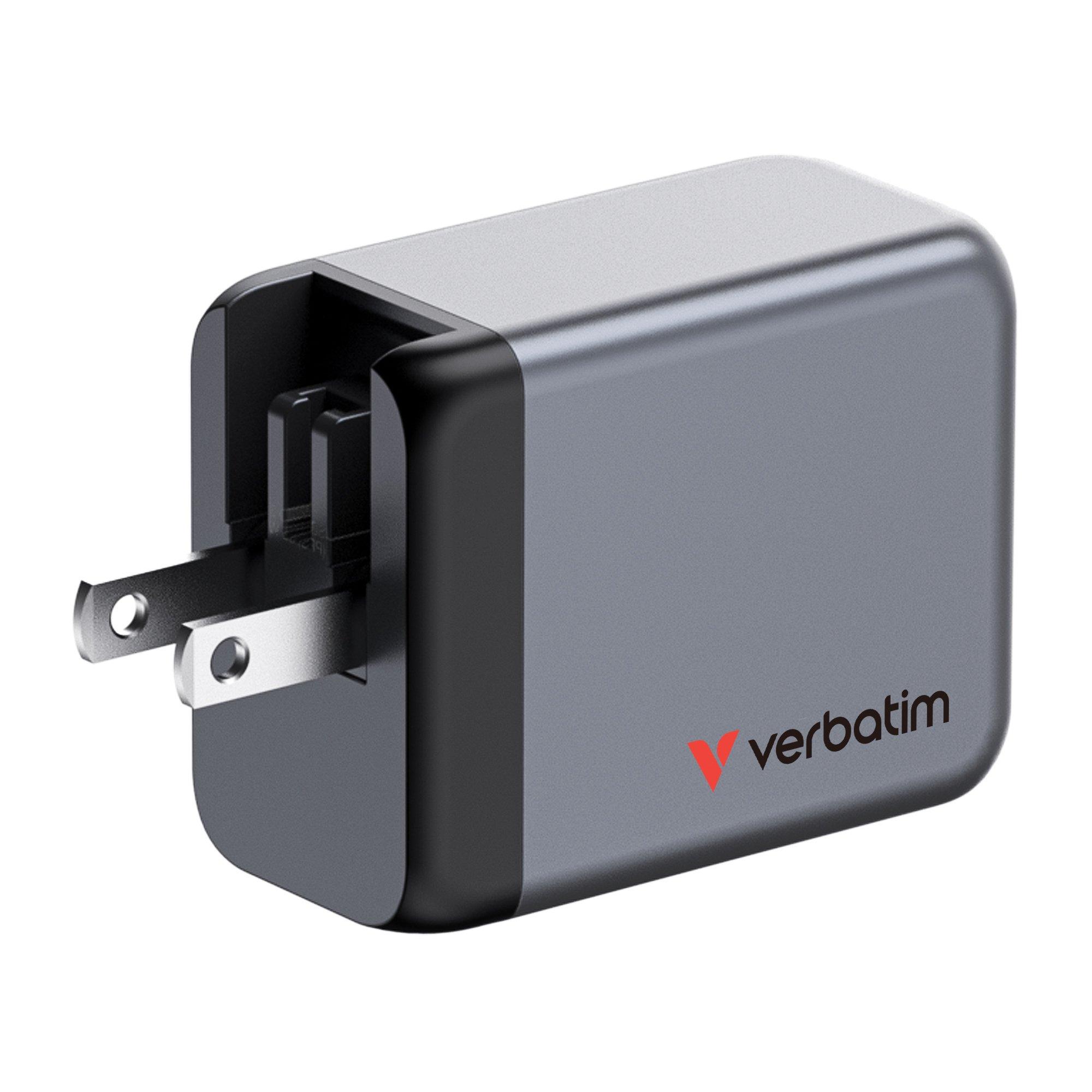 Black - Verbatim - 65W 3-Port GaN Wall Charger - 6