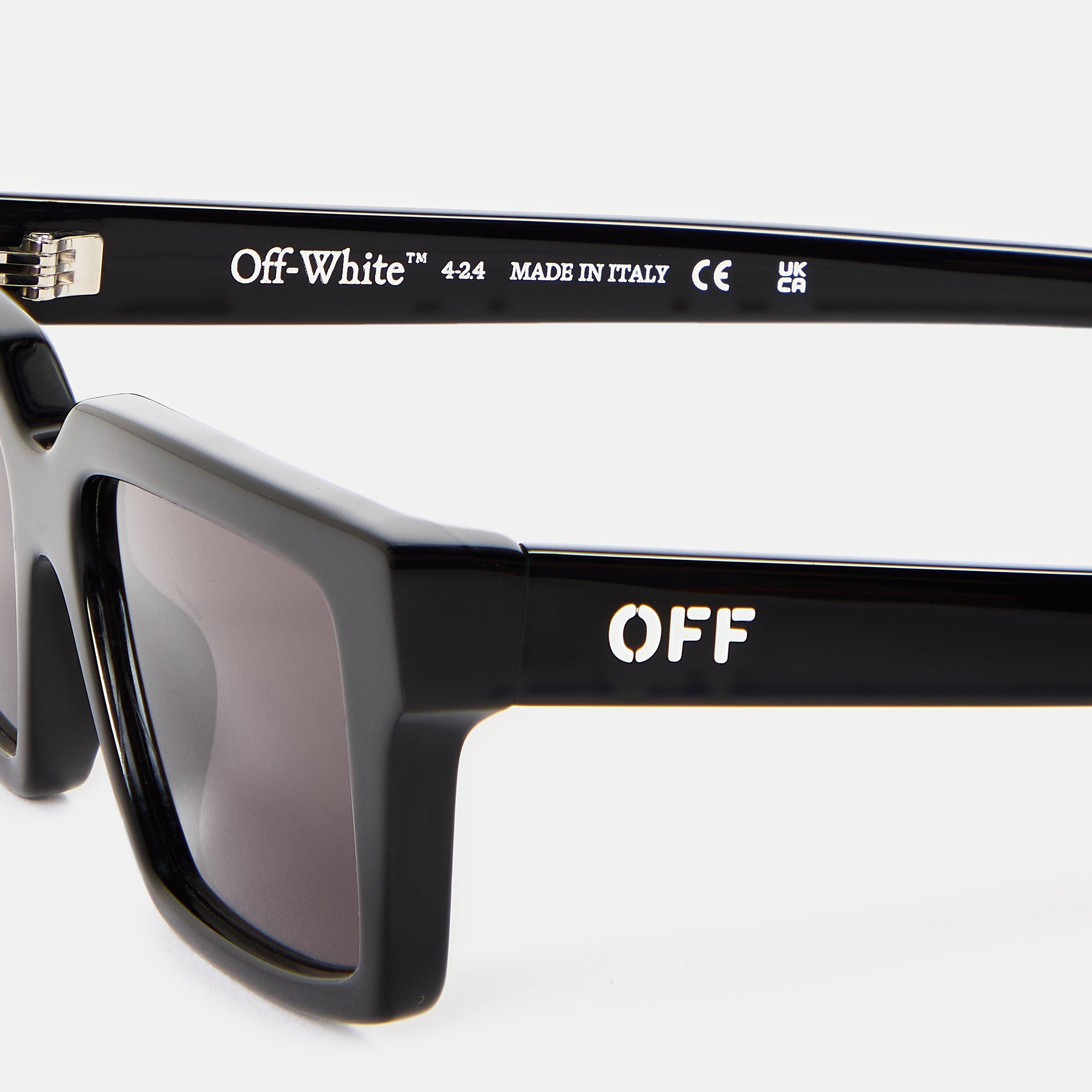 Black/Dark Grey - Off White - Unisex Round Sunglasses, Round Style - 3