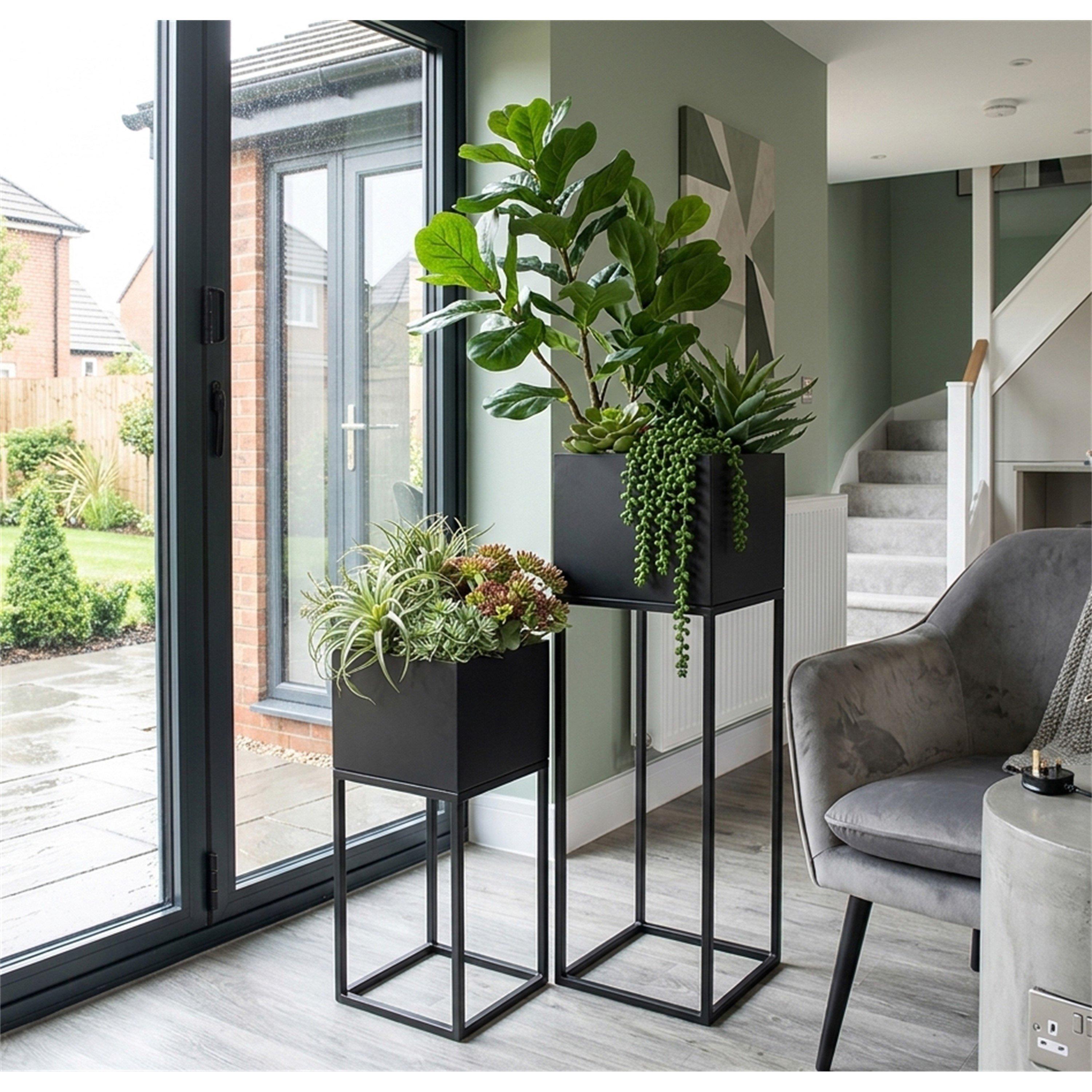 Linea Set Of 2 Square Metal Planters | FRASERS