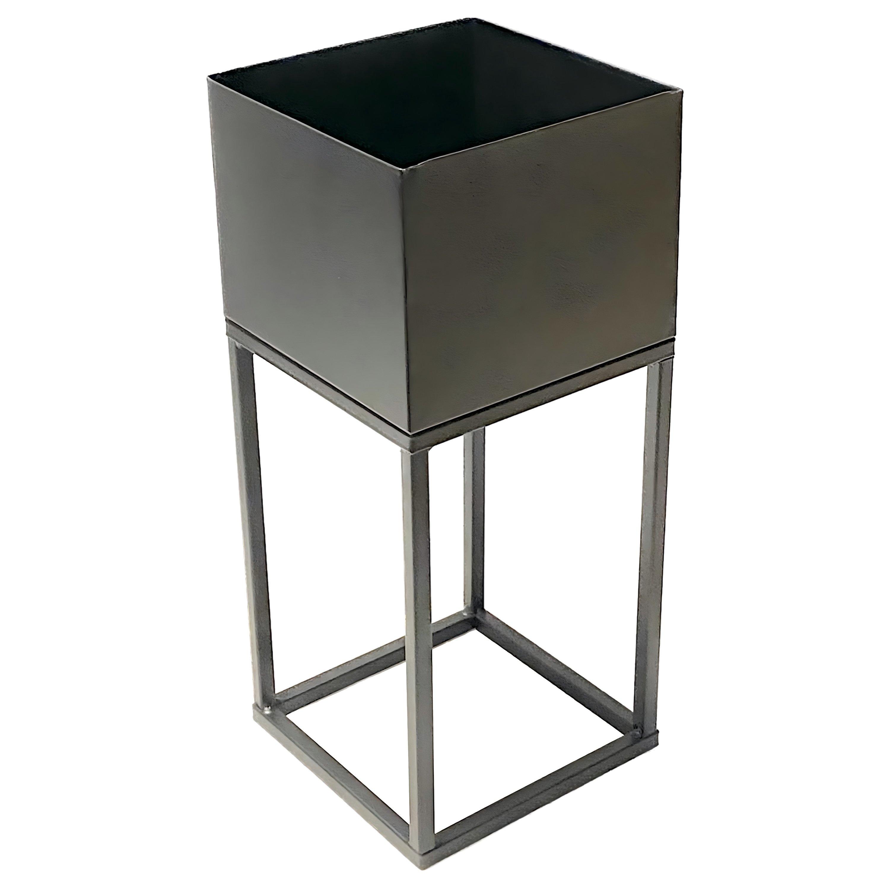 Black - Linea - Set Of 2 Square Metal Planters - 5