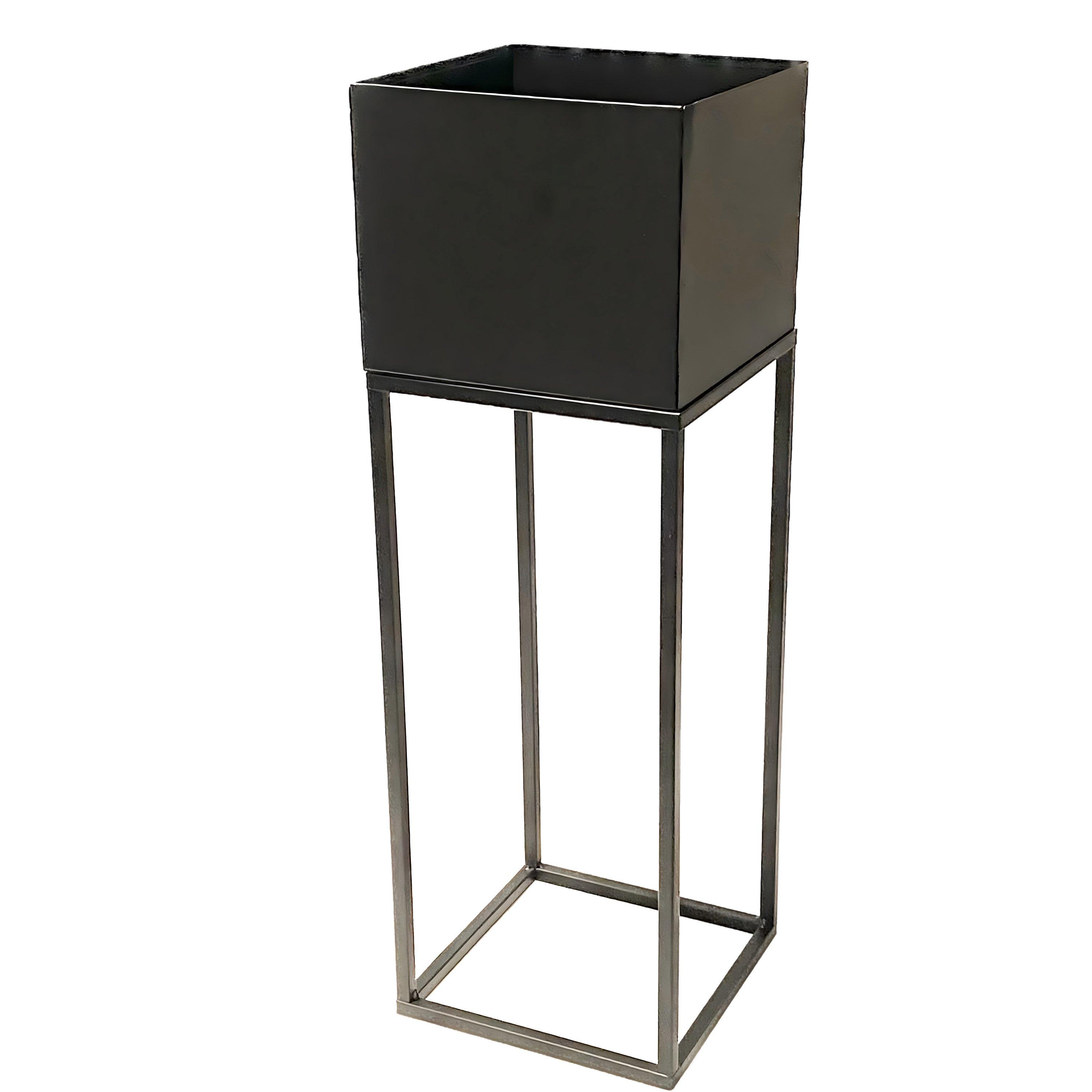 Black - Linea - Set Of 2 Square Metal Planters - 6