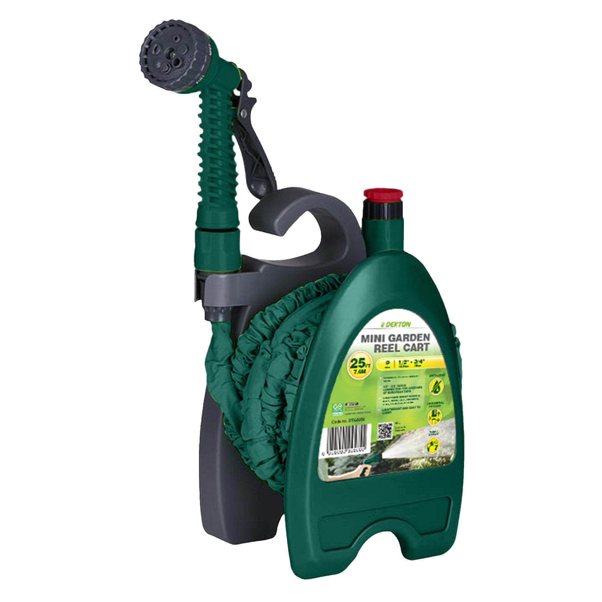 Dekton  Garden Hose Reel Cart - Mini Garden Reel Cart With 25Ft Expandable Hose - Green