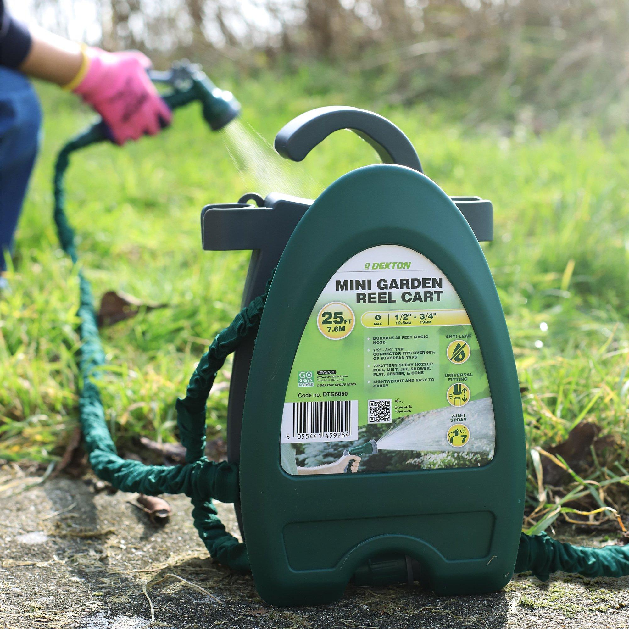 Zelena - Dekton - Garden Hose Reel Cart -  Dekton Mini Garden Reel Cart with 25ft Expandable Hose - 2