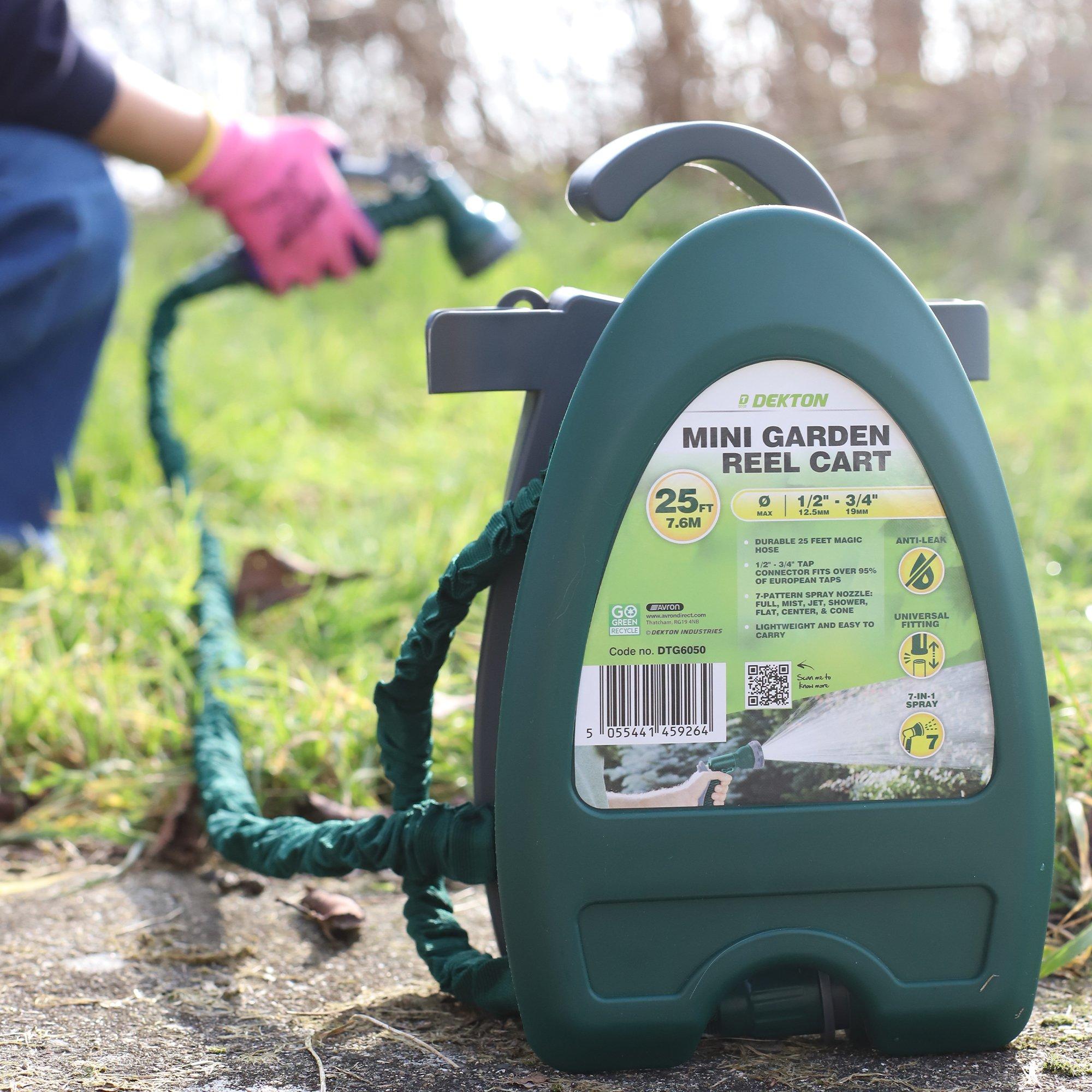 Zelena - Dekton - Garden Hose Reel Cart -  Dekton Mini Garden Reel Cart with 25ft Expandable Hose - 4