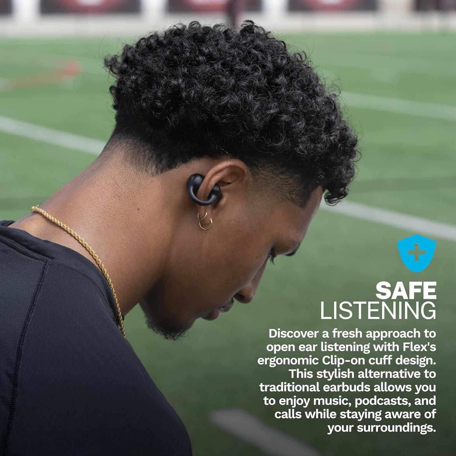 Black - JLab - JLab Flex Open Air Clip Wireless Earbuds - Black - 4