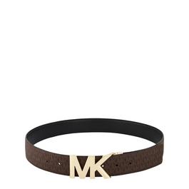 MICHAEL Michael Kors Reversible MK Logo and Leather Waist Belt