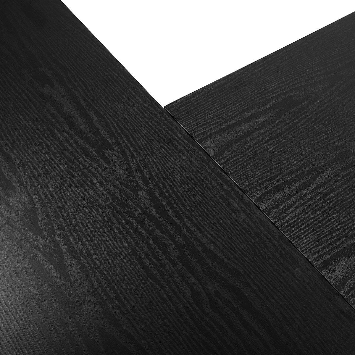 Black - FurnitureR - DROGBA Black and Wooden L-shaped Desk with 2 shelves - 4