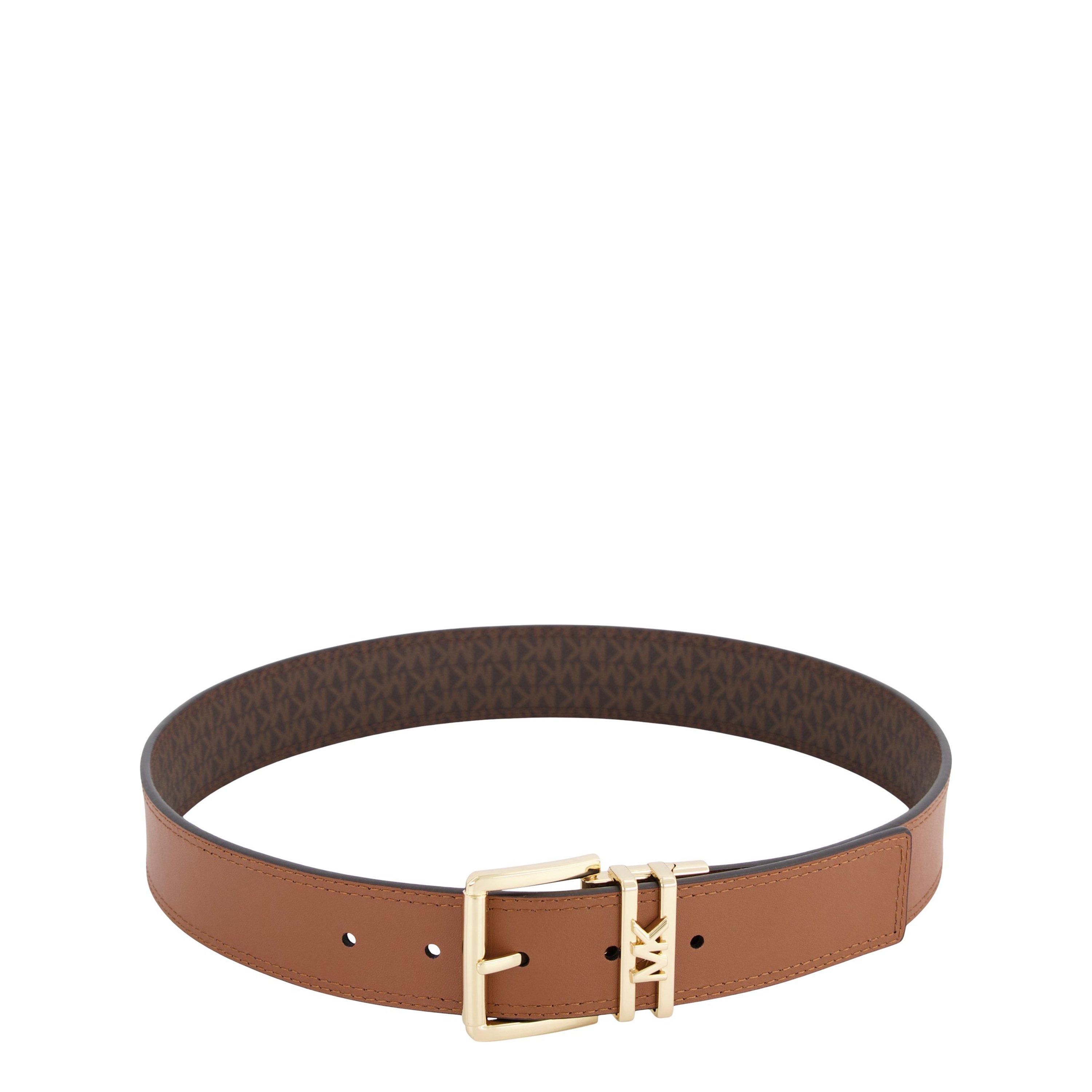 Brown Logo Rev - MICHAEL Michael Kors - Women's Signature Logo Leather Belt - 2