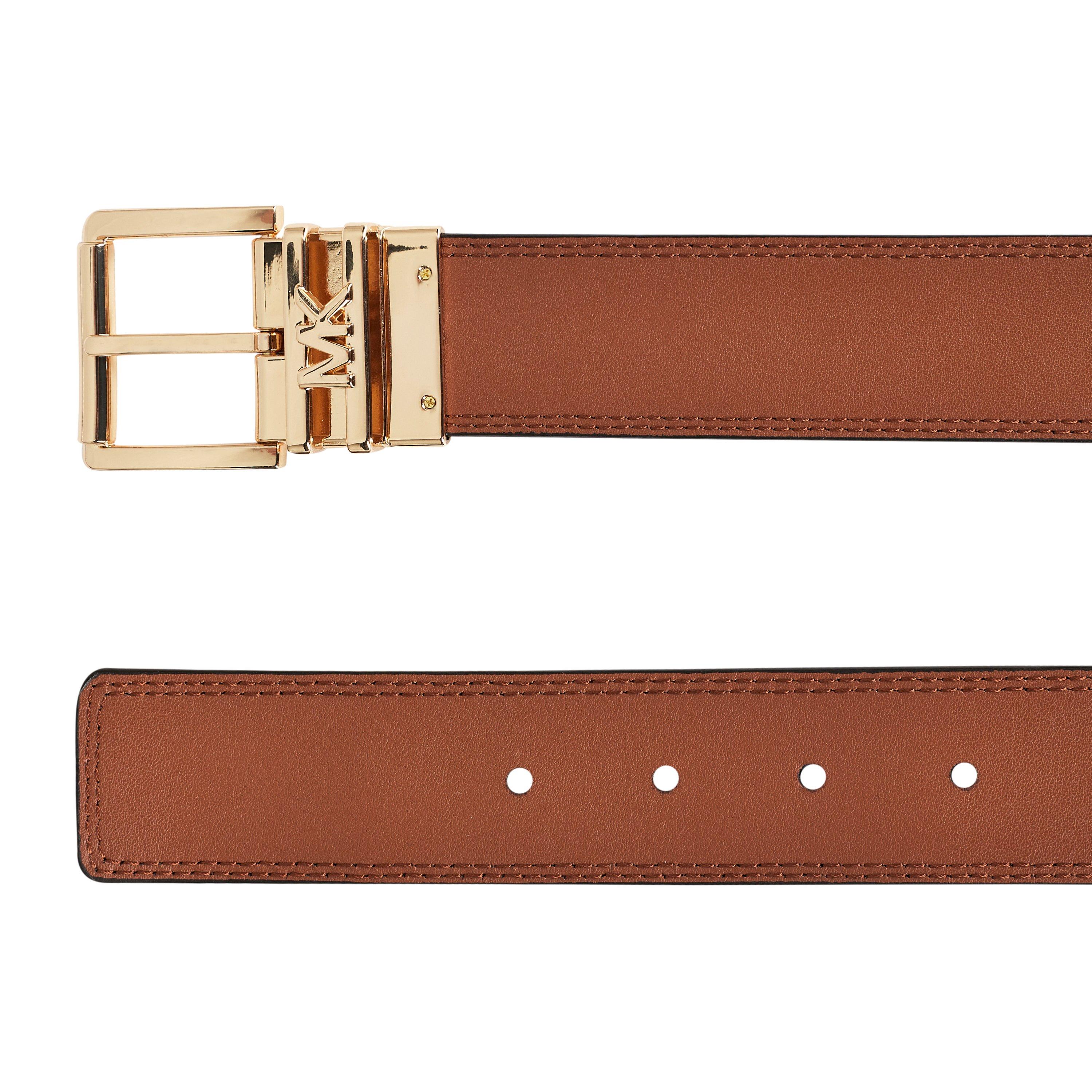 Brown Logo Rev - MICHAEL Michael Kors - Women's Signature Logo Leather Belt - 4