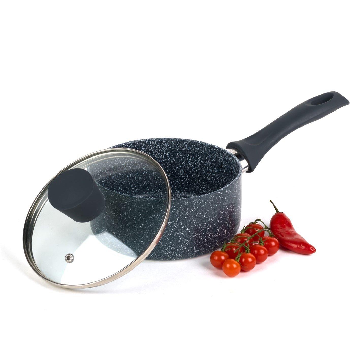 Grey - Russell Hobbs - Stone 16cm Non-Stick Pressed Aluminium Induction Saucepan - 1