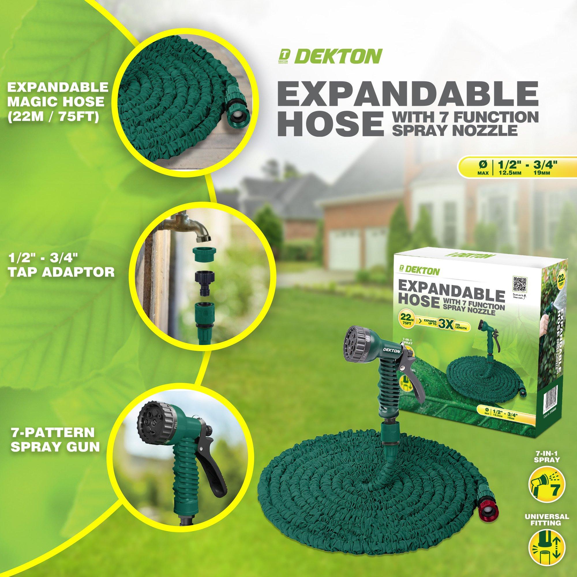 Vert - Dekton - 75Ft Expandable Garden Hose and Spray Gun Set - 6