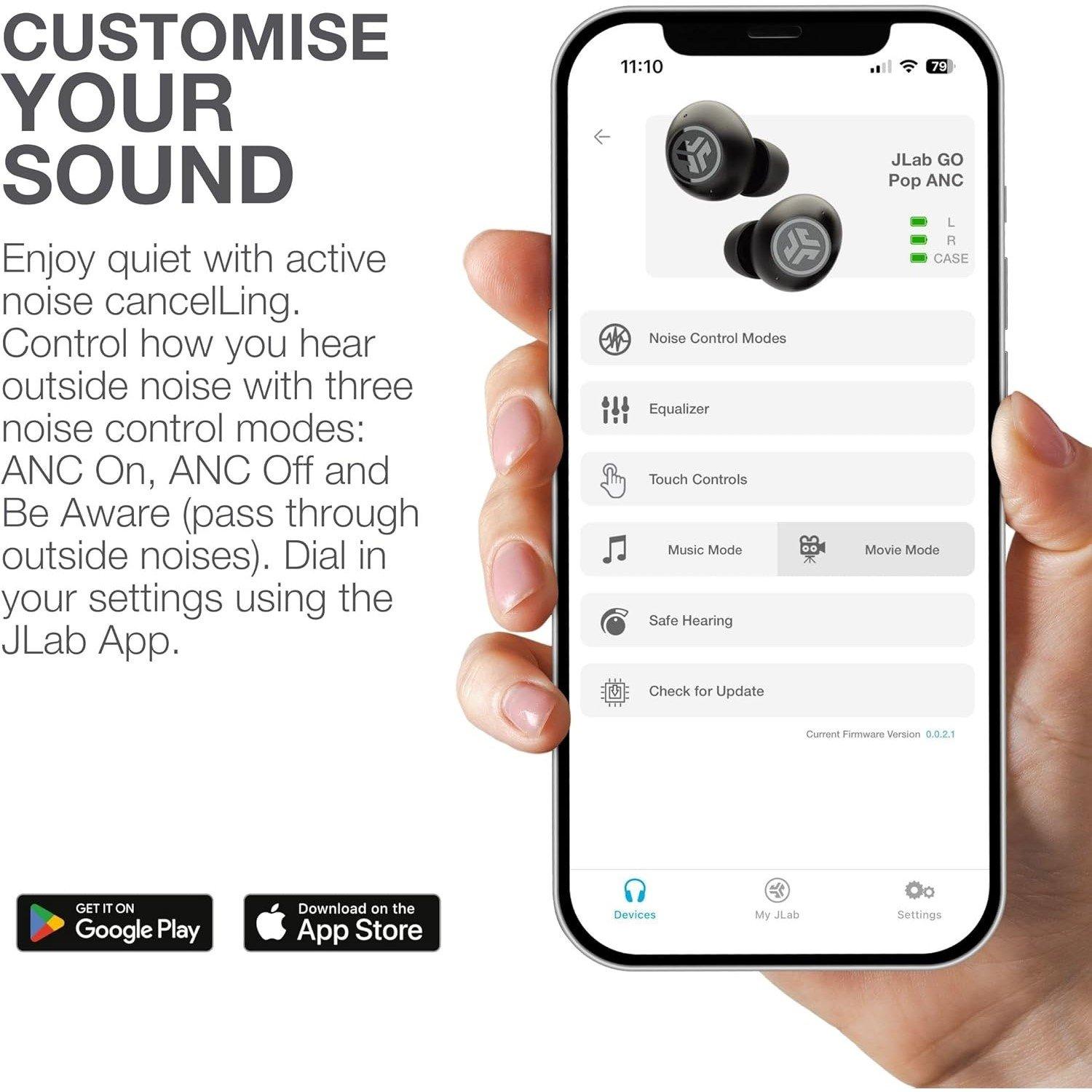 Black - JLab - JLab Go Pop ANC True Wireless Earbuds - Black - 5