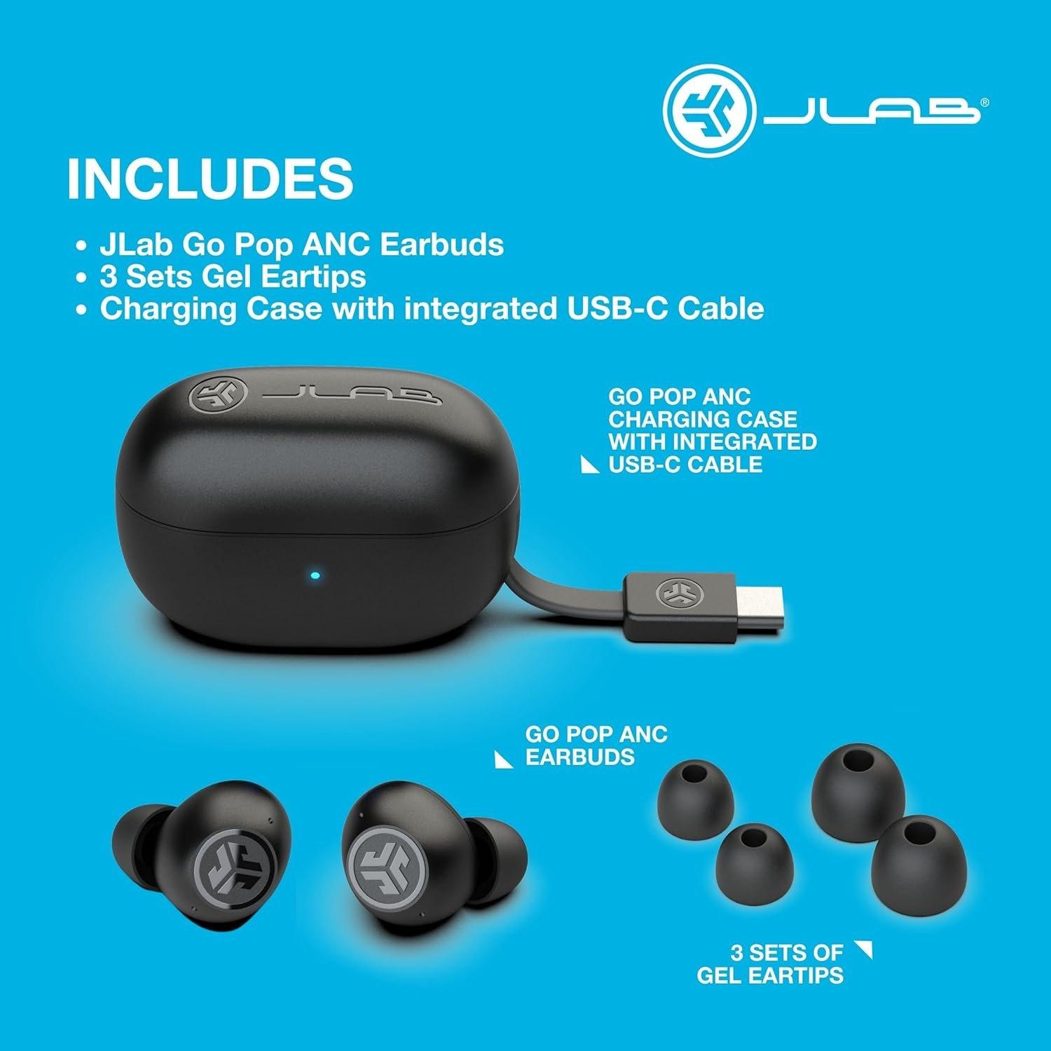 Black - JLab - JLab Go Pop ANC True Wireless Earbuds - Black - 6