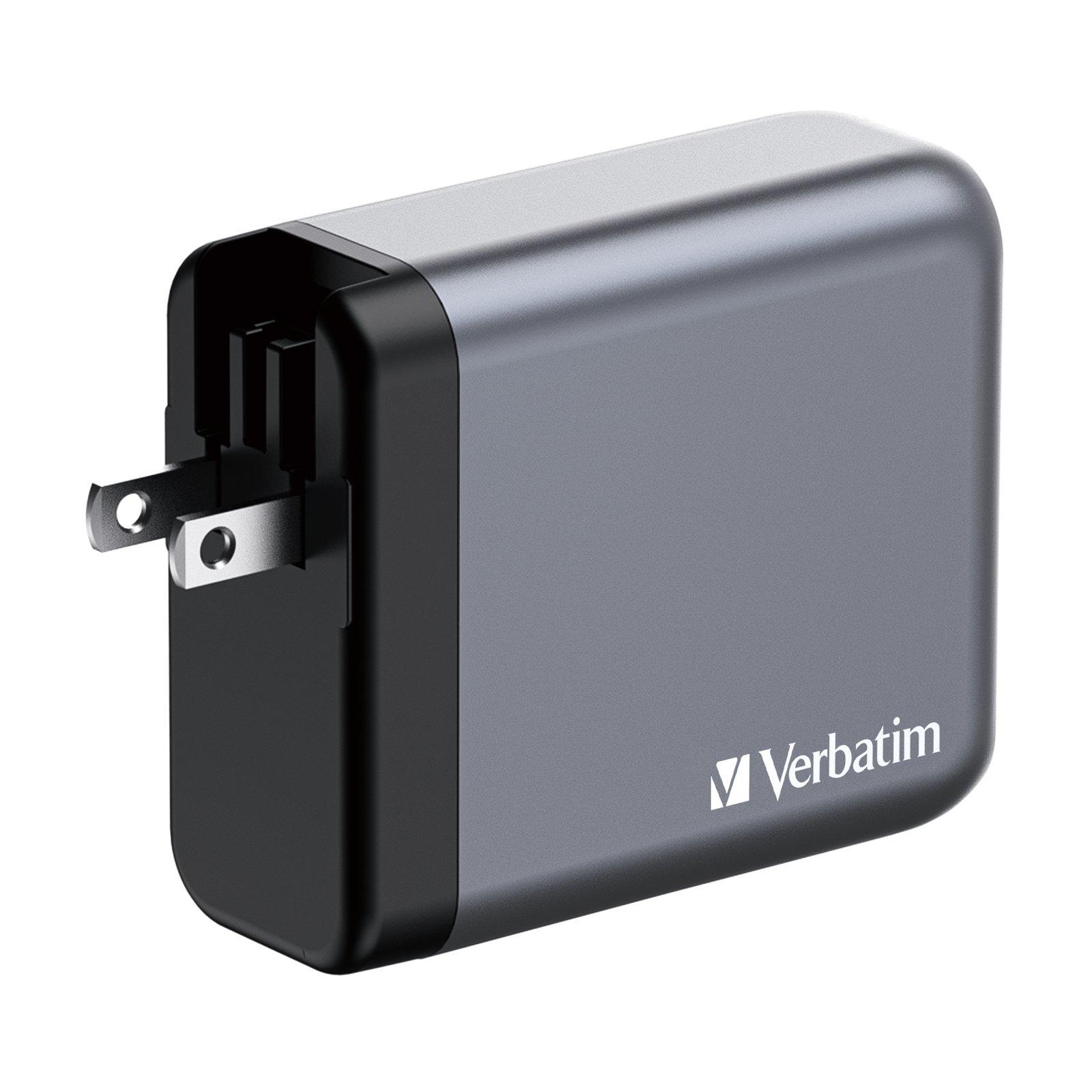 Black - Verbatim - 140W 4-Port GaN Wall Charger - 5