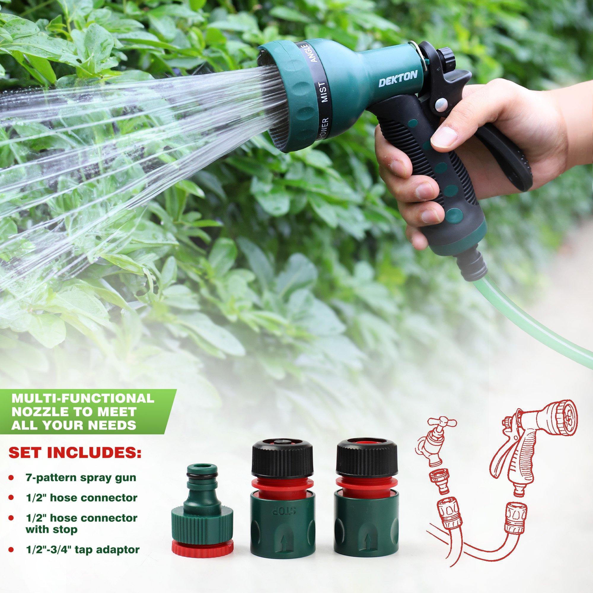 Groen/Grijs - Dekton - 7 Function Spray Gun Kit With Hose Adapters - 3