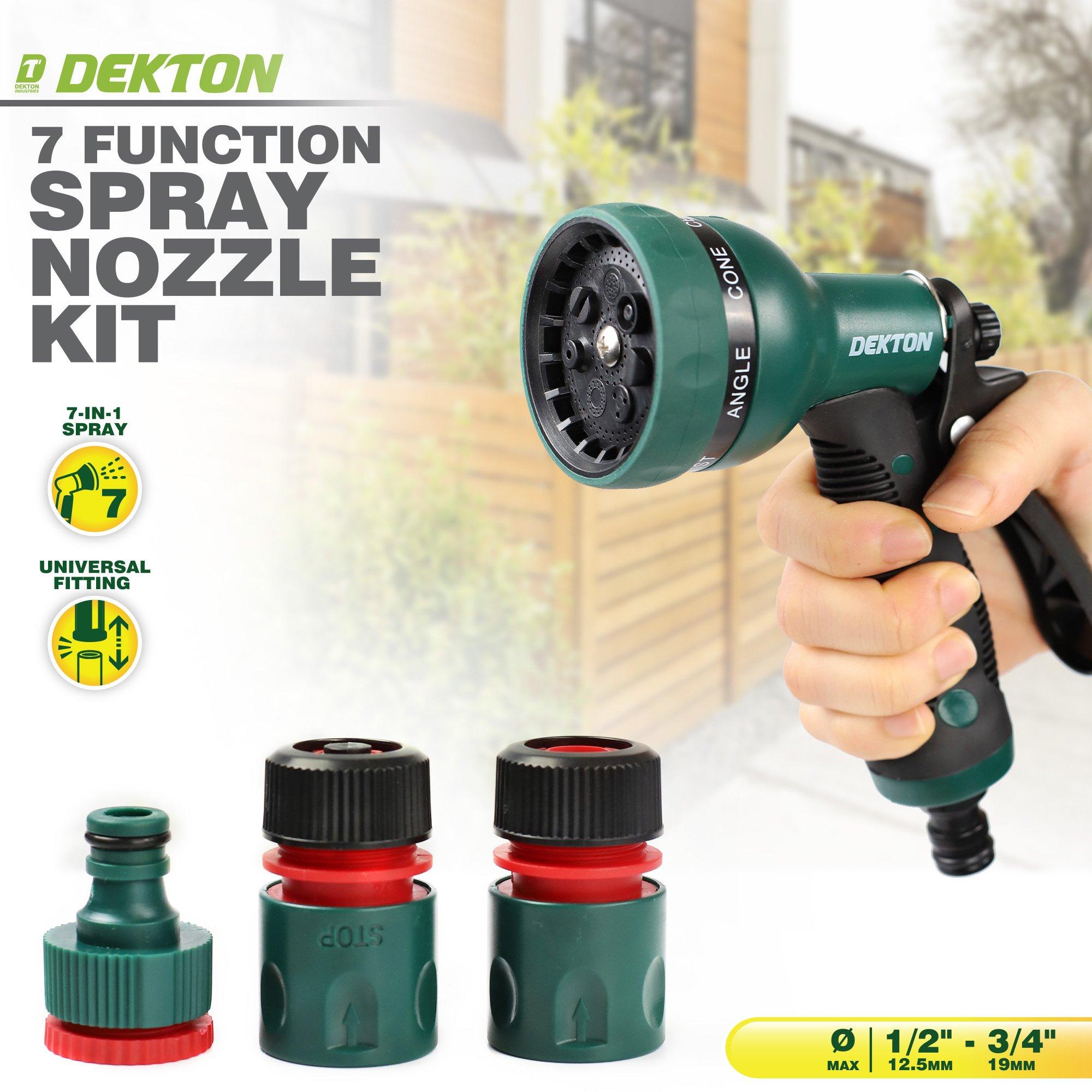 Groen/Grijs - Dekton - 7 Function Spray Gun Kit With Hose Adapters - 4