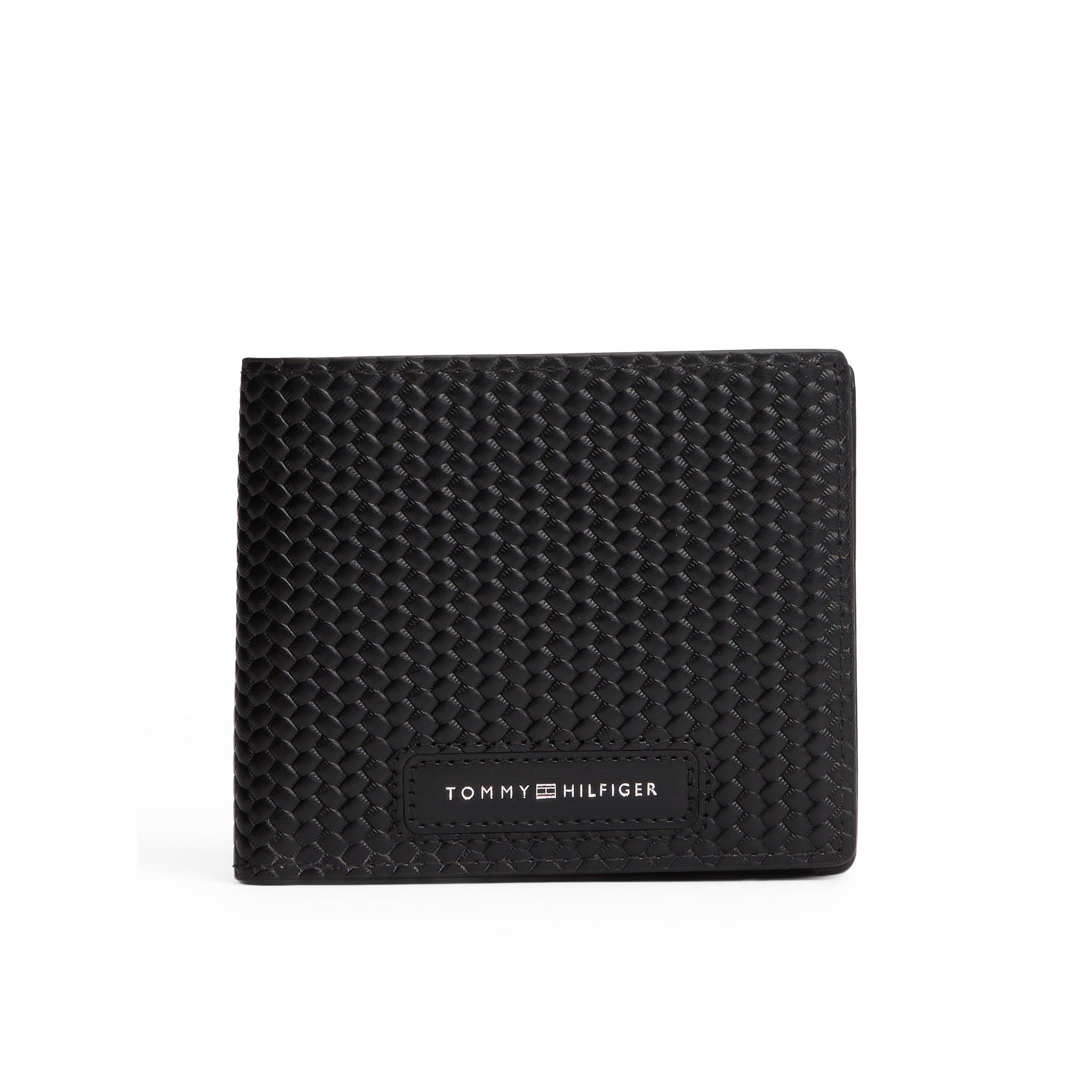 Tommy Hilfiger Men's Woven Texture Coin Pocket Billfold Wallet - Black