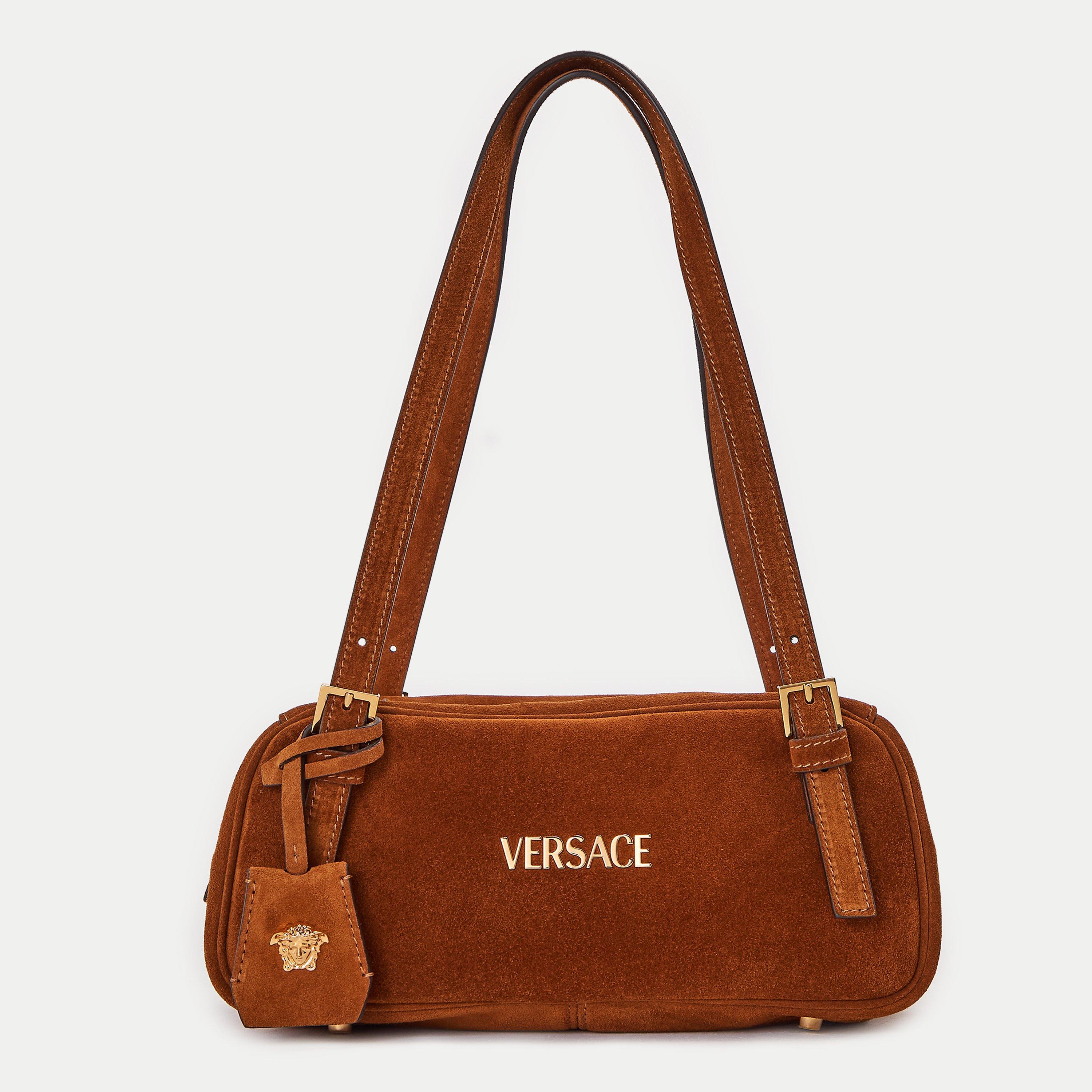 Tobacco Suede - Versace - Women's Shoulder Bag - 1