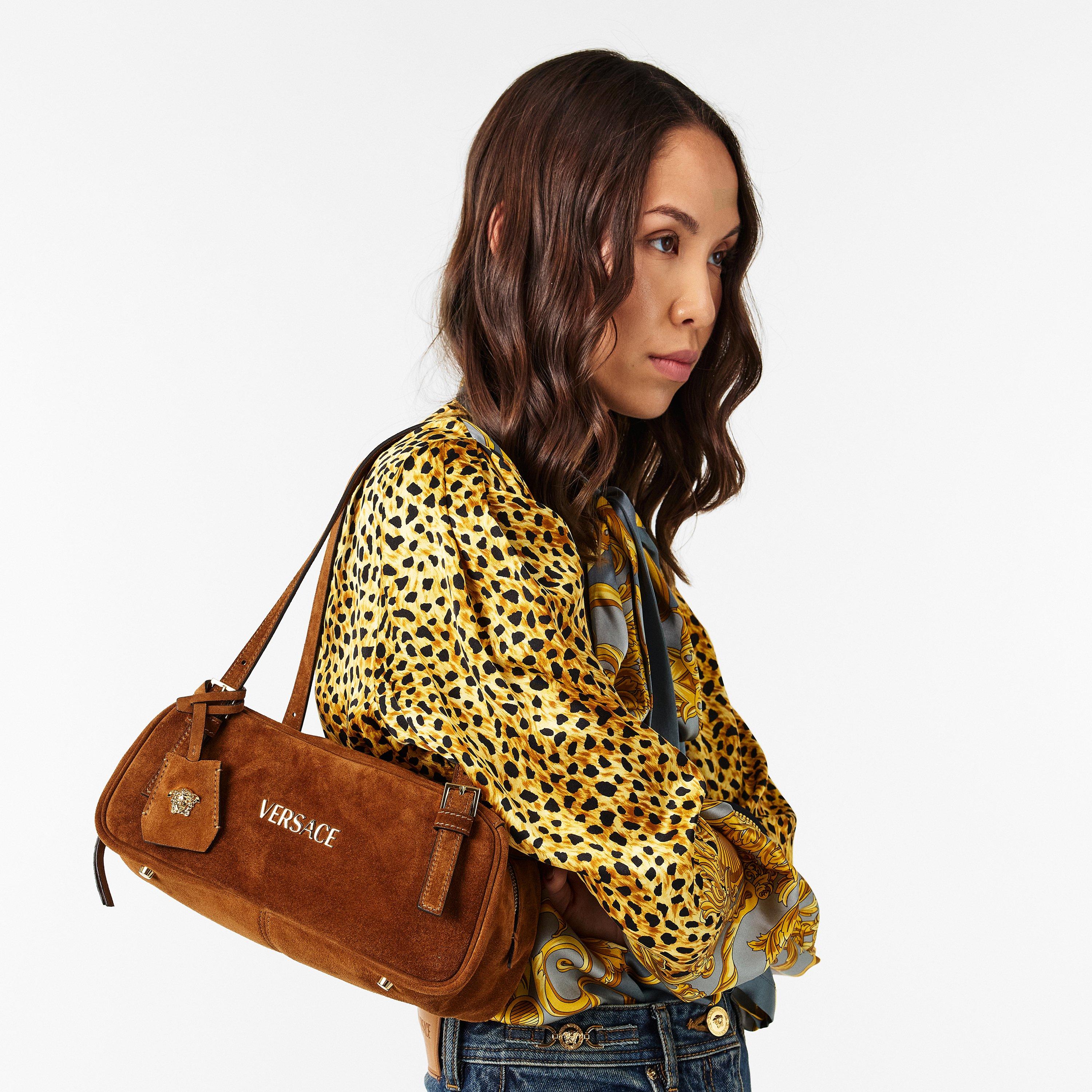 Tobacco Suede - Versace - Women's Shoulder Bag - 3