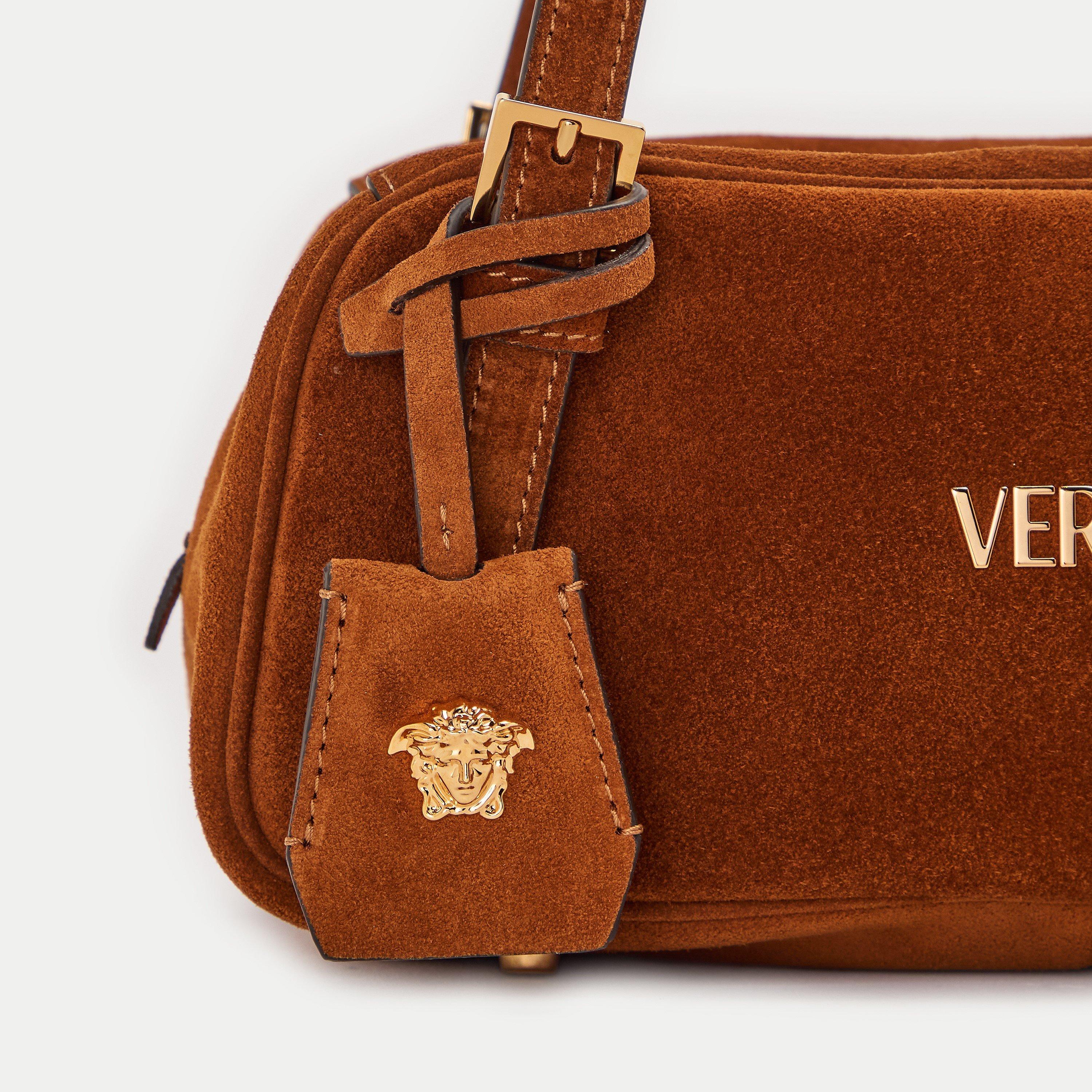 Tobacco Suede - Versace - Women's Shoulder Bag - 4