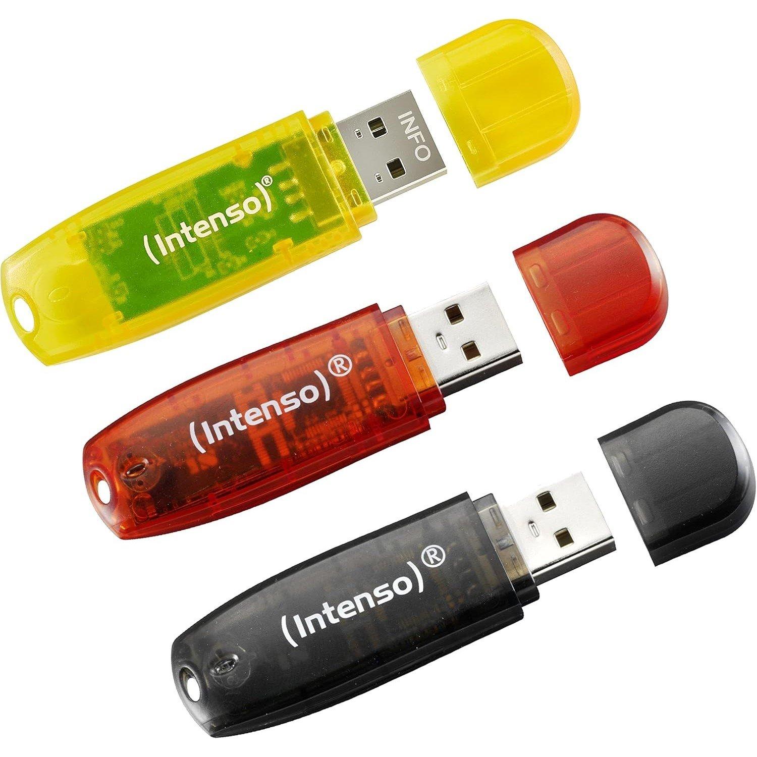 Black - Sharkoon - Intenso Rainbow Line USB 2.0 Flash Drive 3 x 32 GB Yellow Red and Black - 3