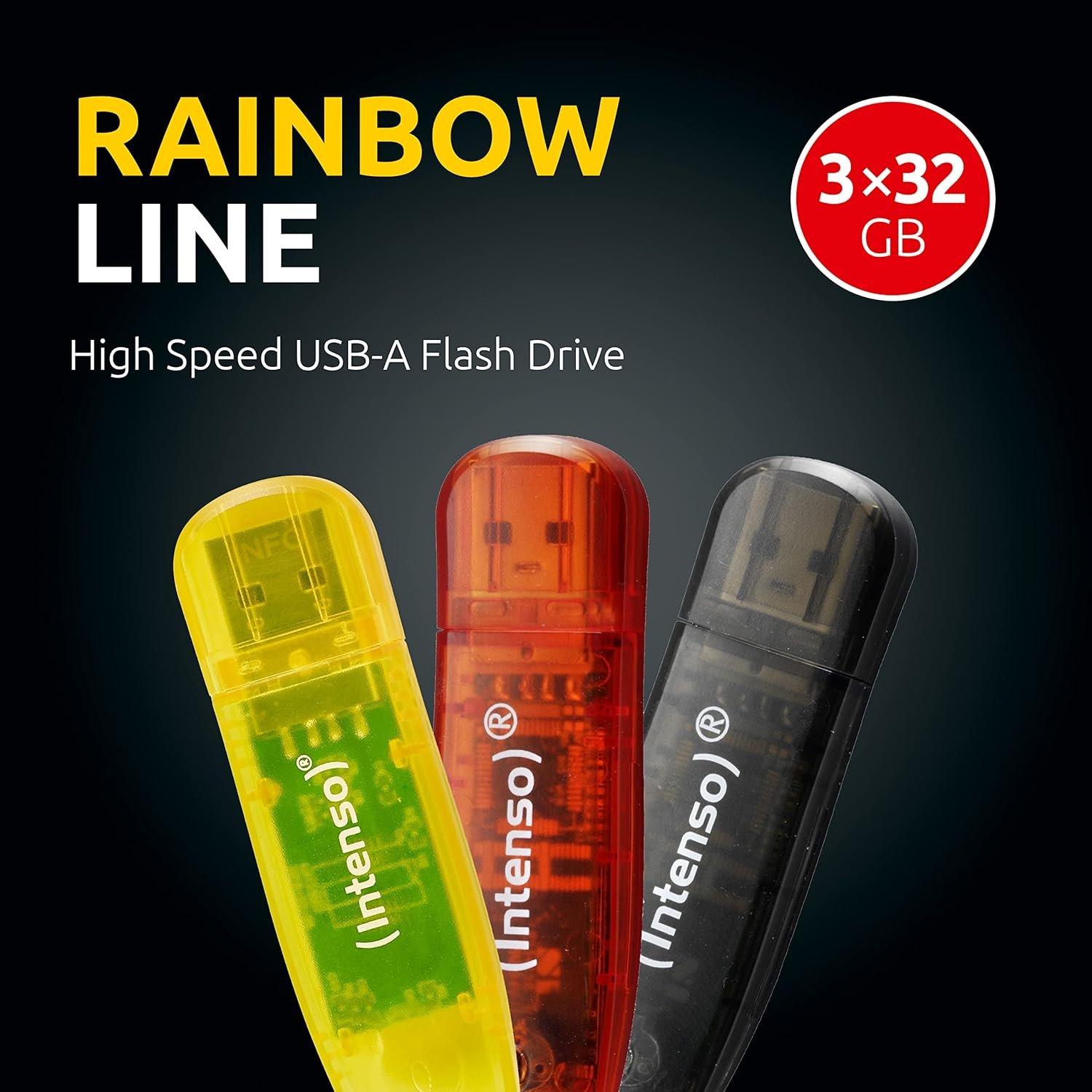Black - Sharkoon - Intenso Rainbow Line USB 2.0 Flash Drive 3 x 32 GB Yellow Red and Black - 4