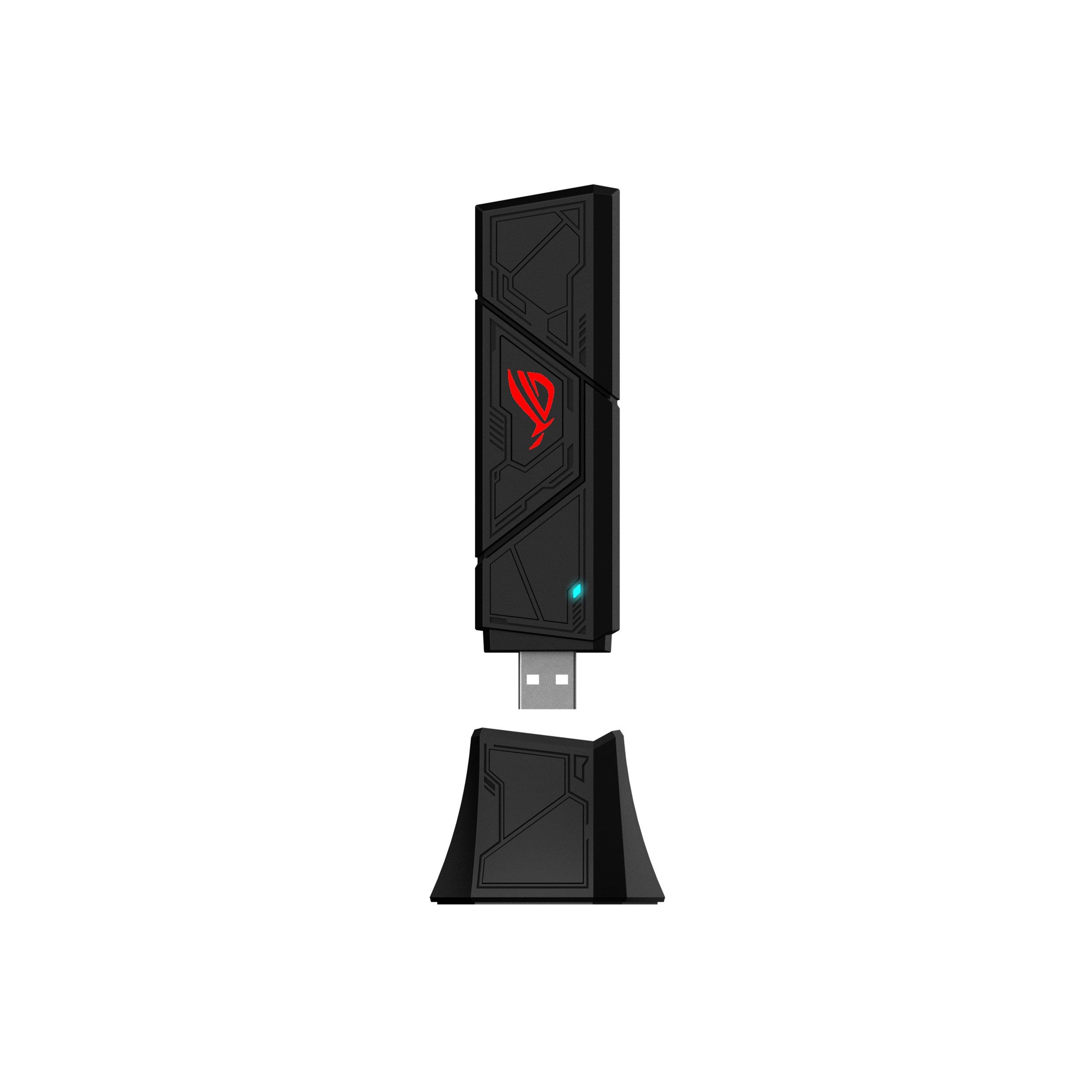 Zwart - ASUS - ASUS ROG USB-BE92 Tri-band WiFi 7 USB adapter Compatible with Type A and C - 1