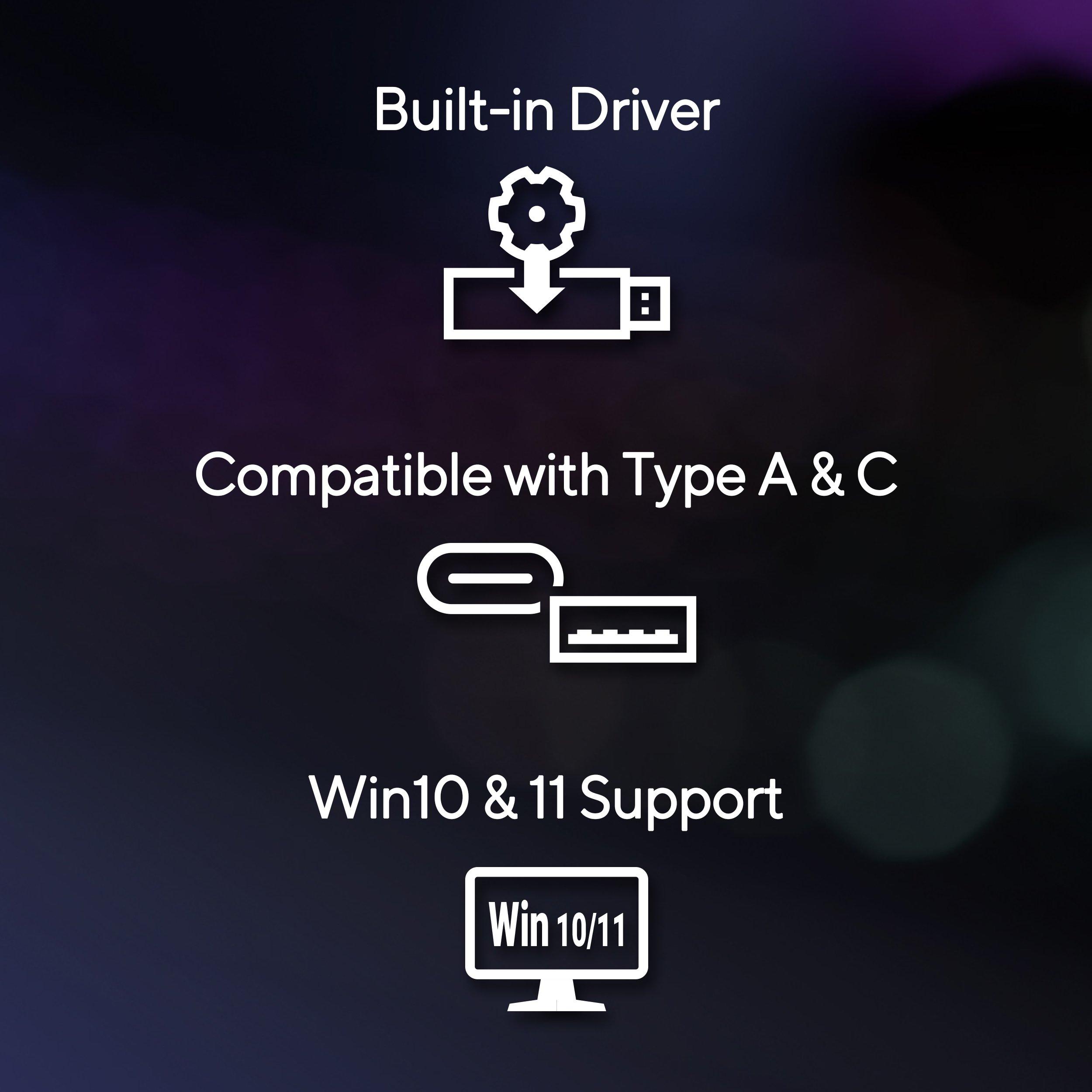 Zwart - ASUS - ASUS ROG USB-BE92 Tri-band WiFi 7 USB adapter Compatible with Type A and C - 6