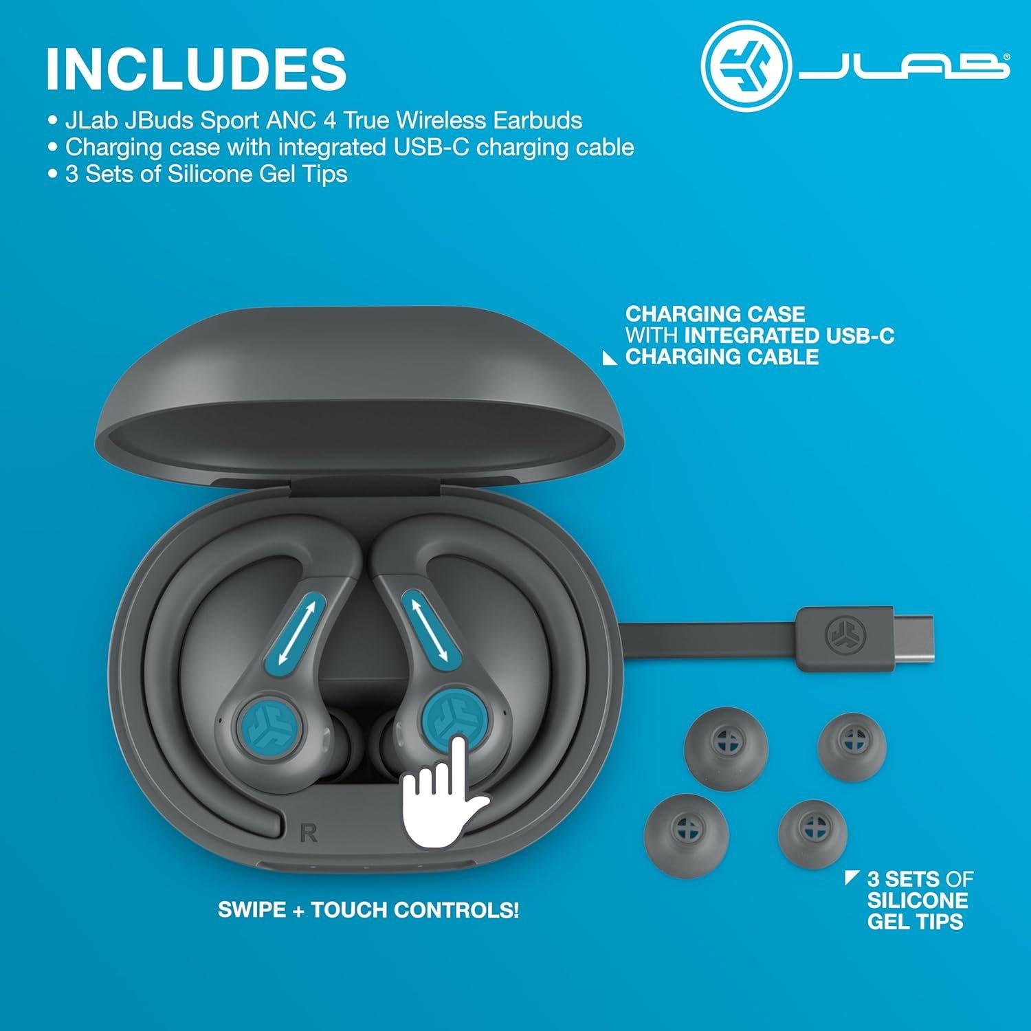 Graphite - JLab - JLab Jbuds Sport  ANC 4  Earbuds- Graphite - 7