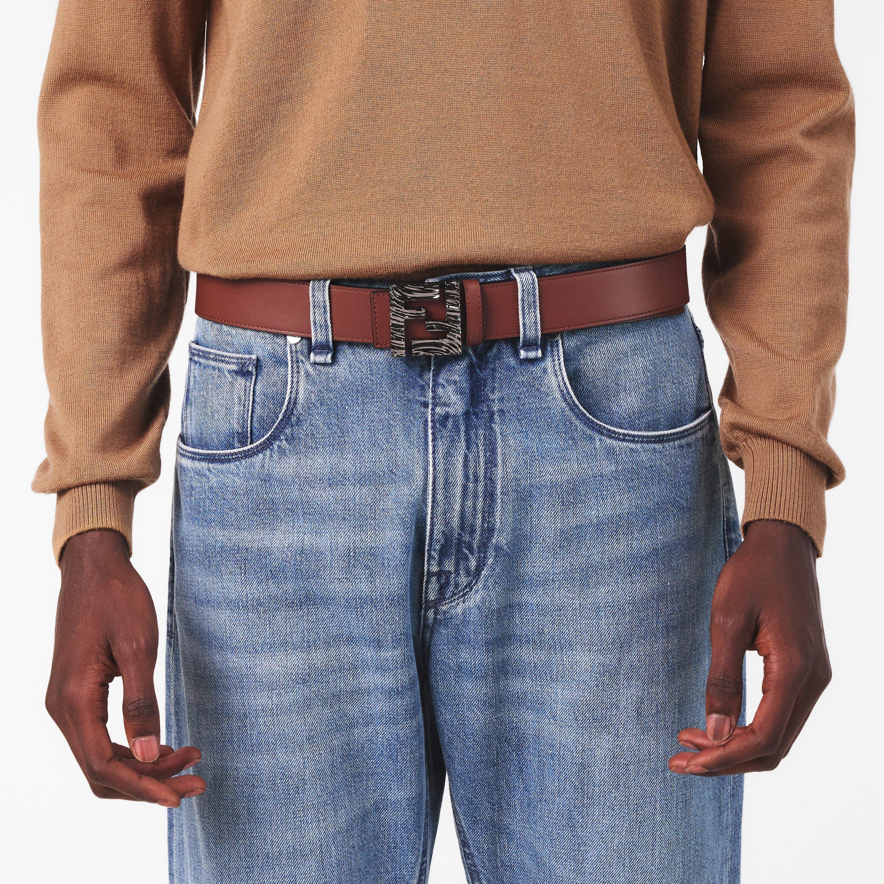 Brown - Fendi - Men's Leather Belt - 3