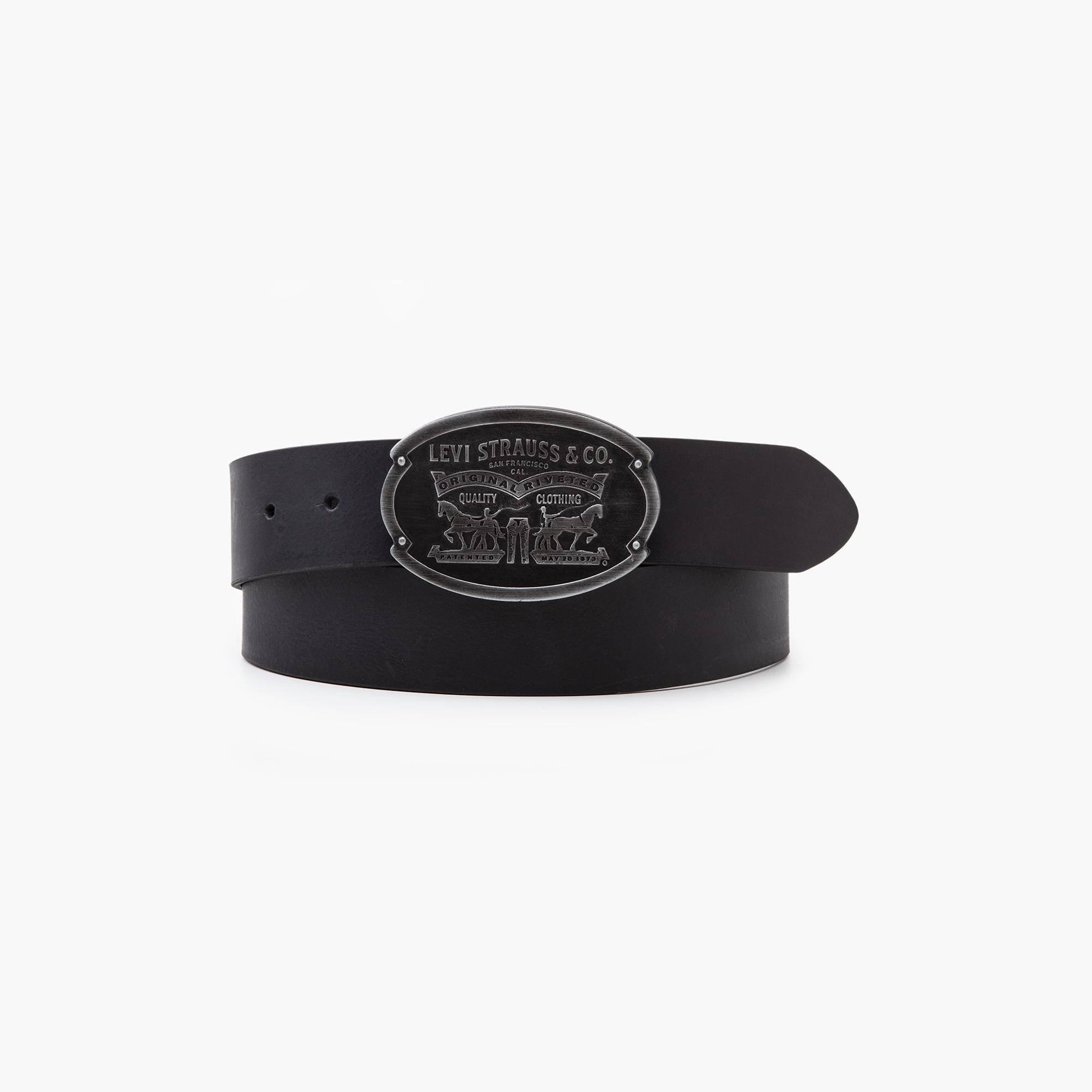 Levis Men's Billy Plaque Leather Belt - Caviar - 32W (90)