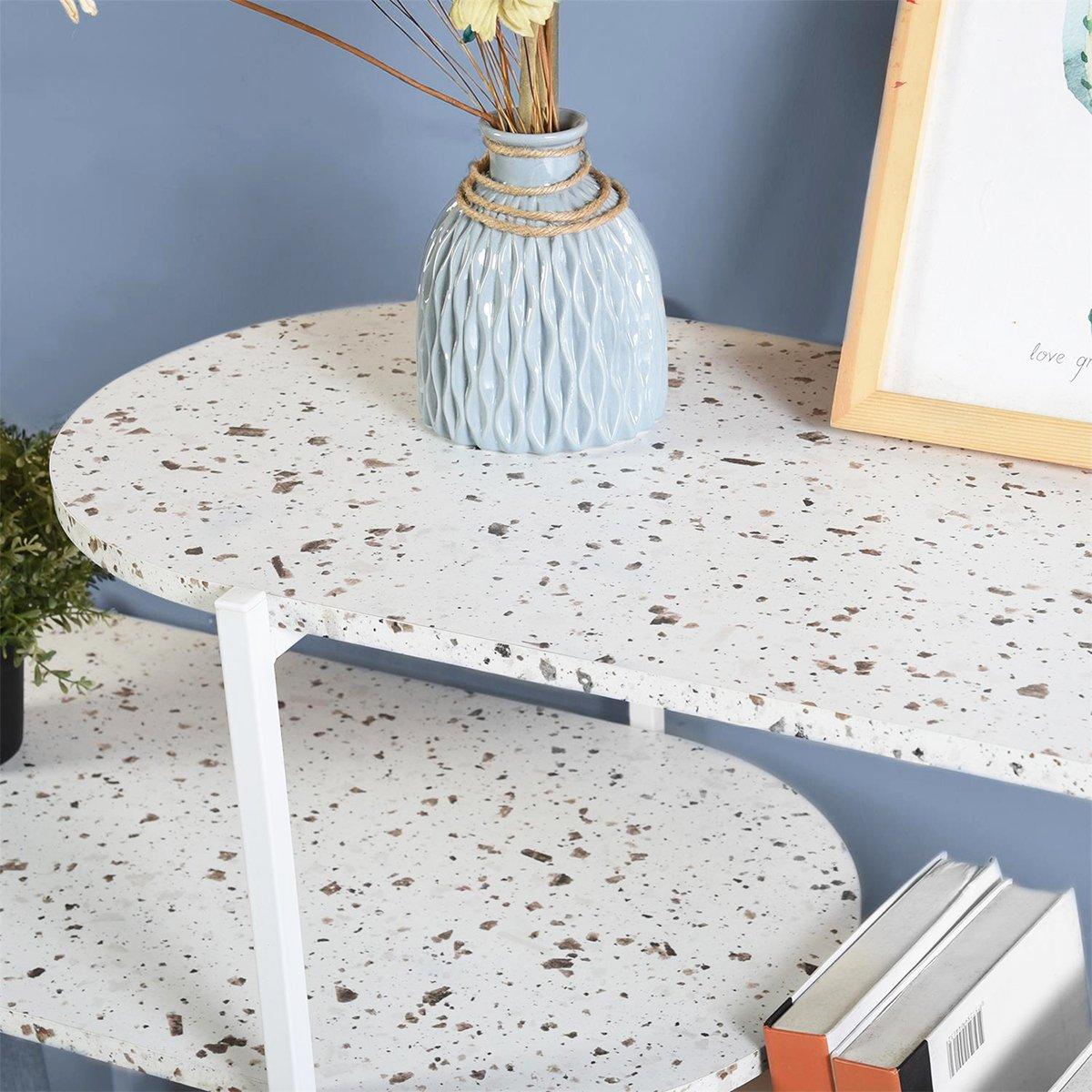 White - FurnitureR - HENON White and Ceramic Console 4 Tier - 3