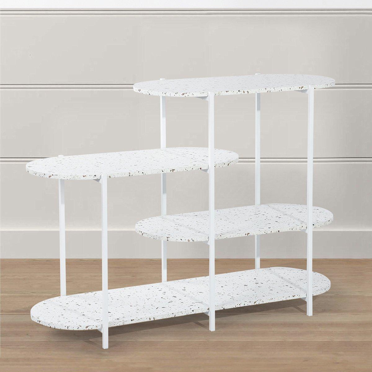White - FurnitureR - HENON White and Ceramic Console 4 Tier - 4