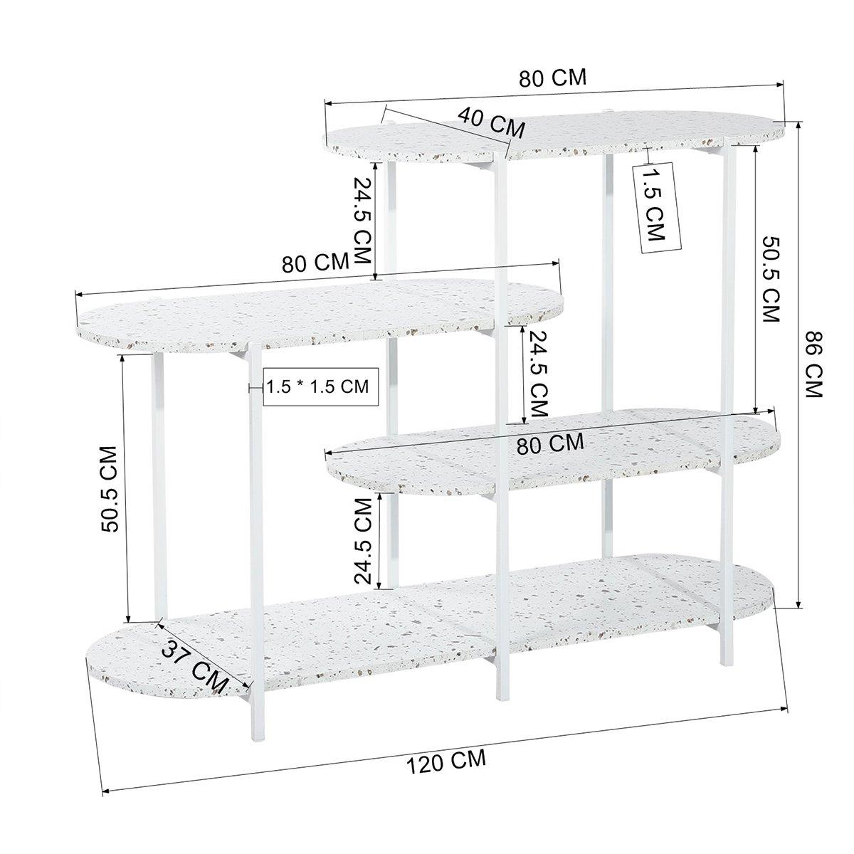 White - FurnitureR - HENON White and Ceramic Console 4 Tier - 9