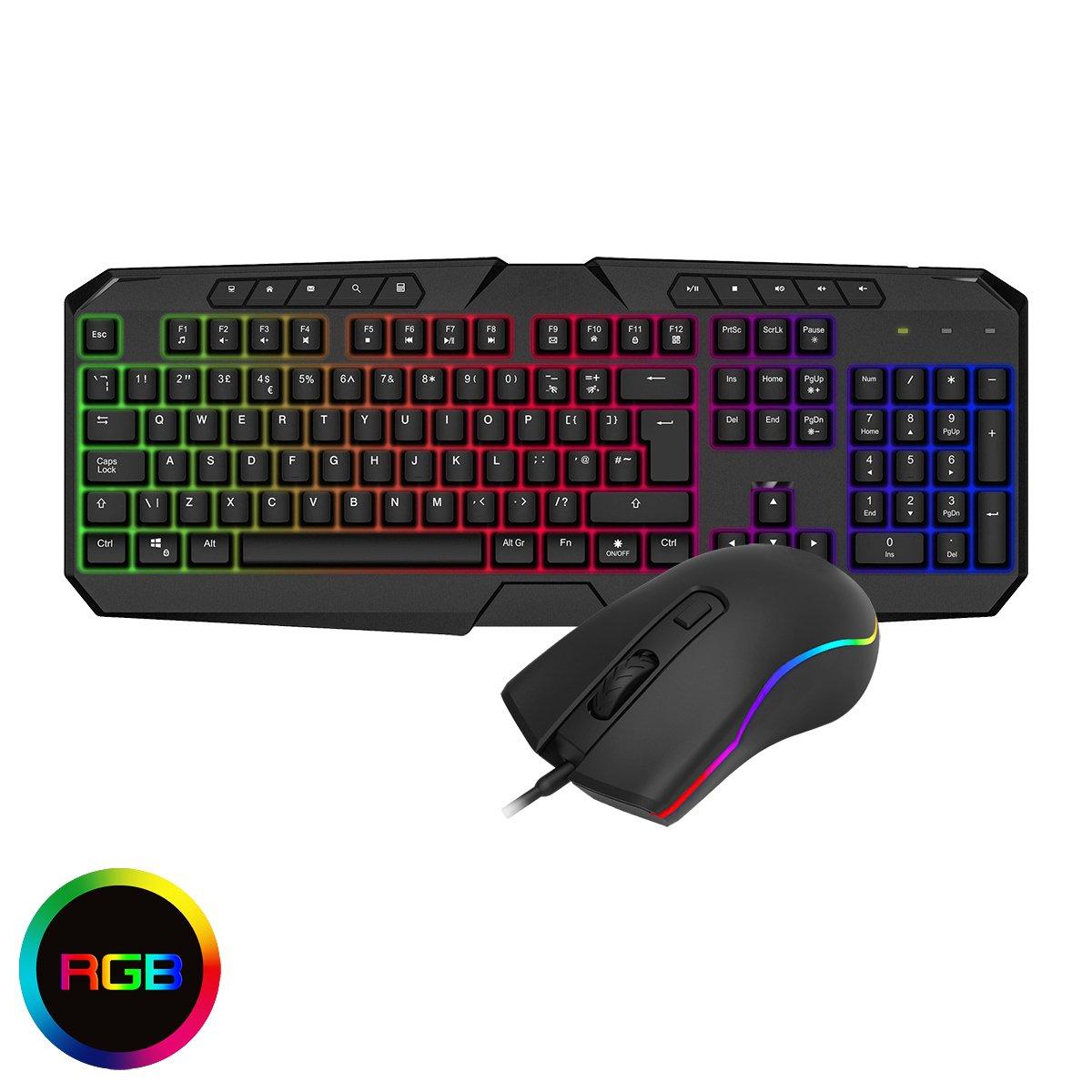 Schwarz - CiT - CiT Avenger Rainbow Keyboard and Mouse Kit - 1