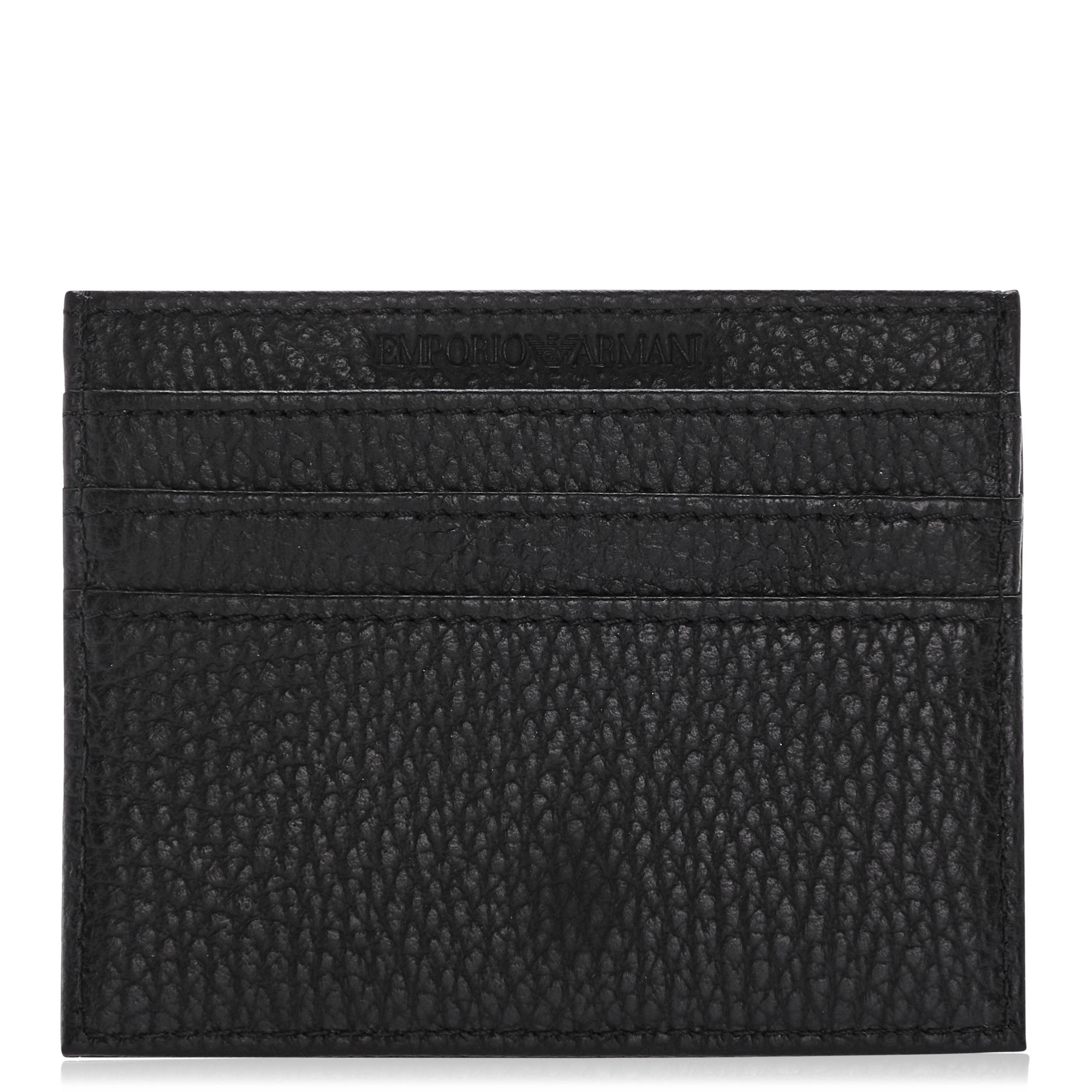 Black 80001 - Emporio Armani - Men's Word Logo Card Holder - 2