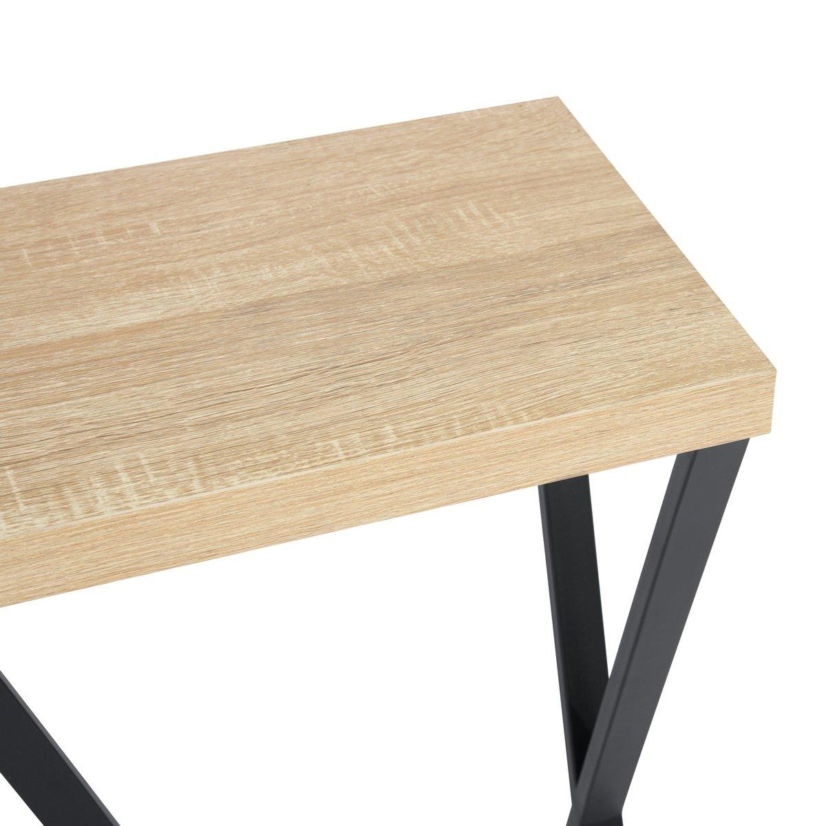 Brown - FurnitureR - HESS Black and Wooden 100*30cm Console Table - 7