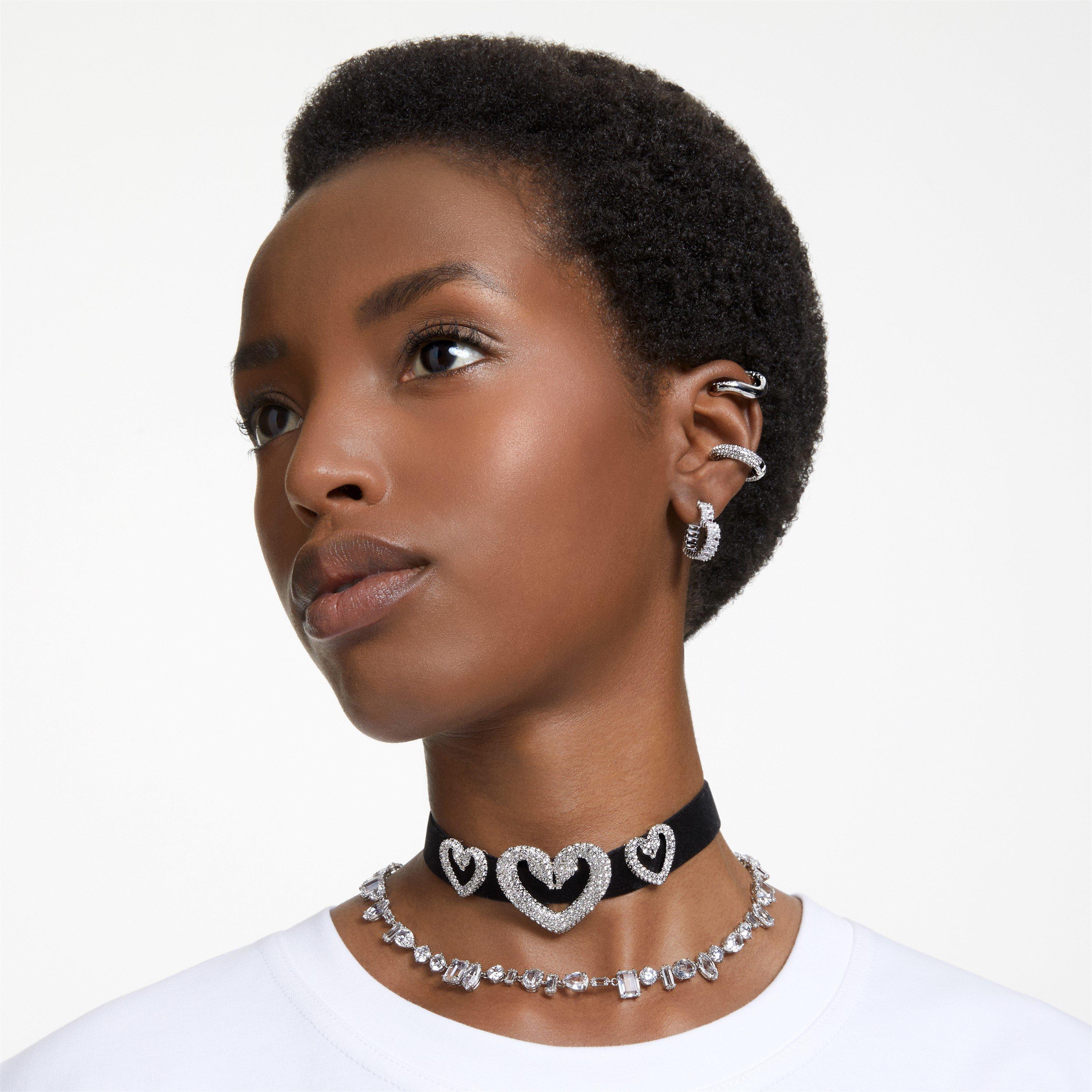 Silver - Swarovski - Heart Hoops - 3